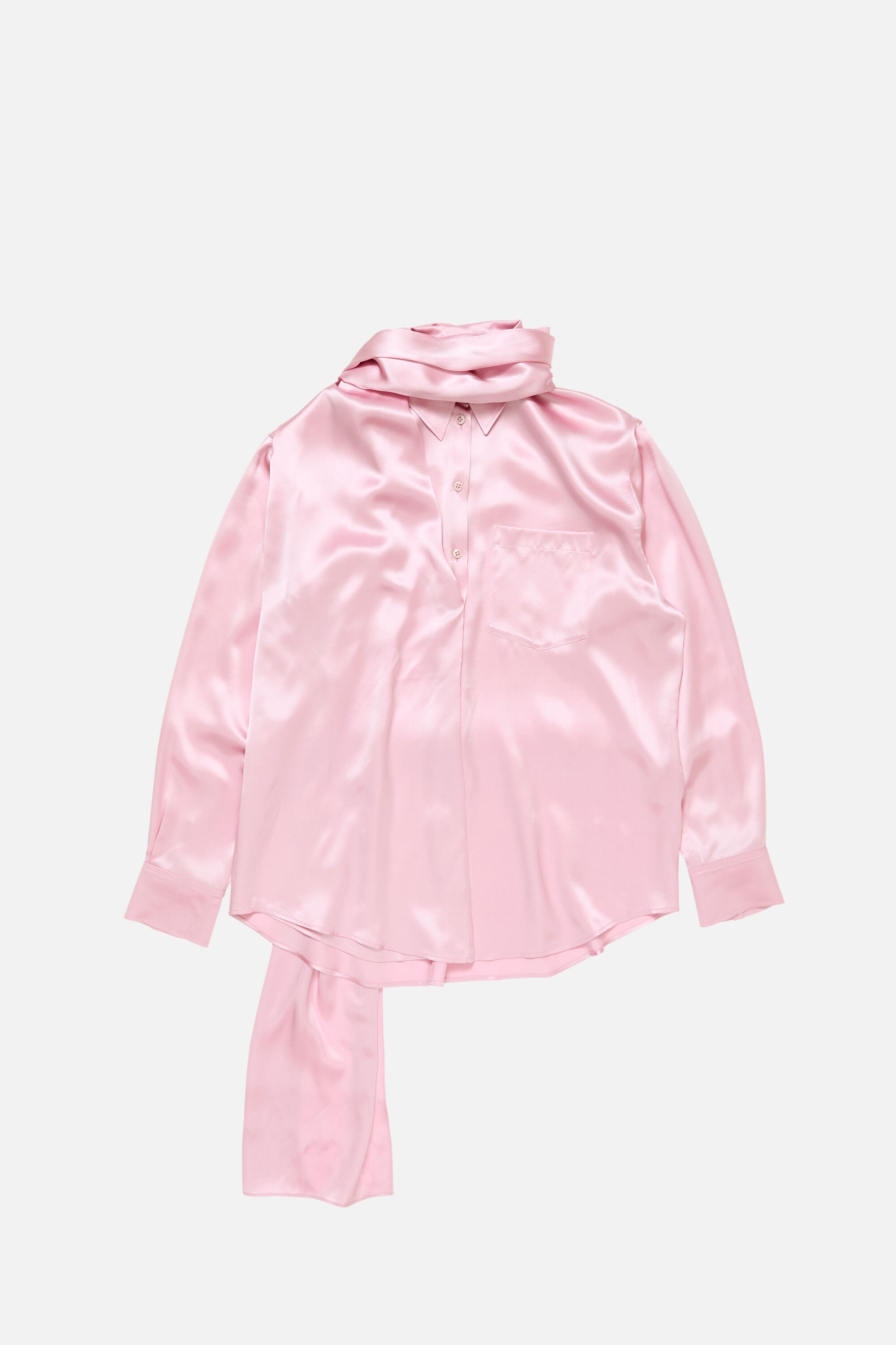 Layered Satin Blouse - Pastel pink - 6