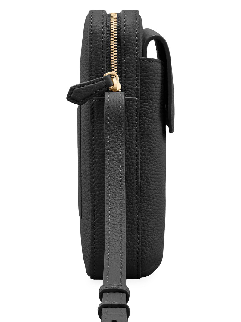 Leather Zip Phone Pouch - Black Caviar 5