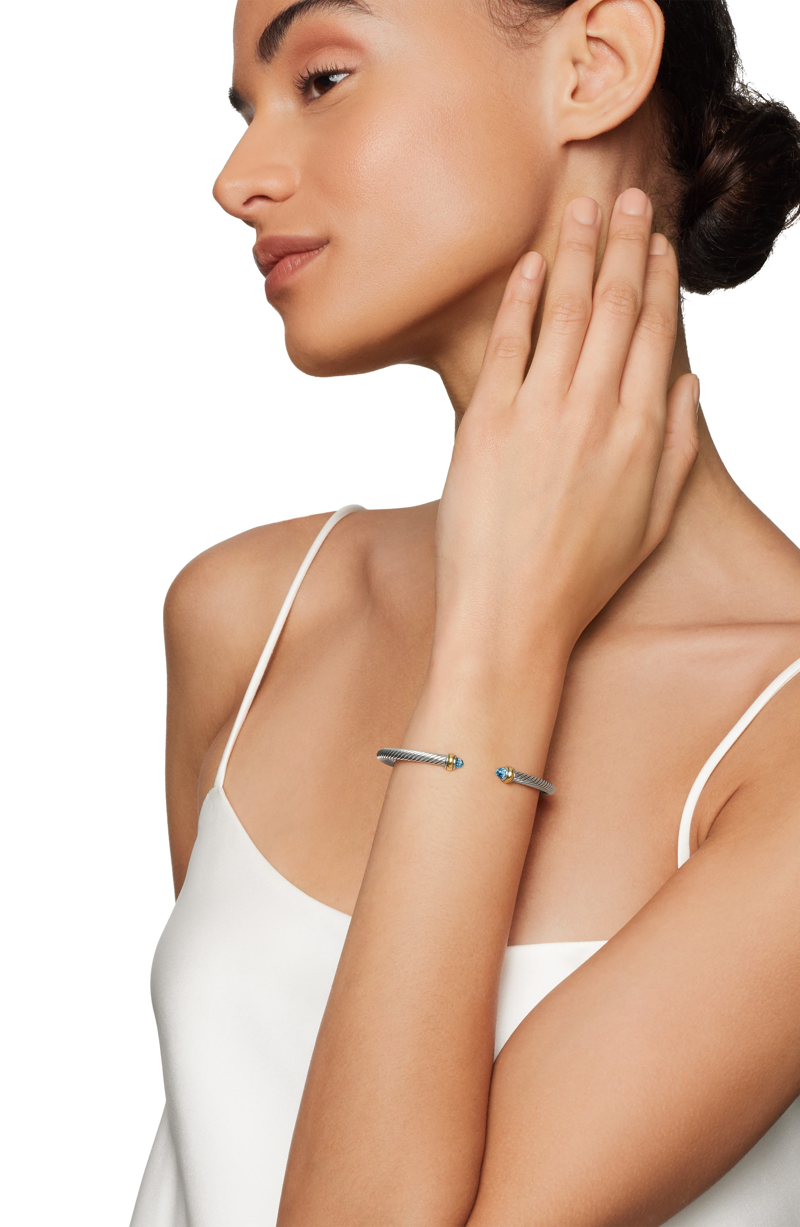David Yurman Cable Classic Bracelet with 18K Gold & Semiprecious Stones, 4mm in Blue Topaz at Nordst - 2
