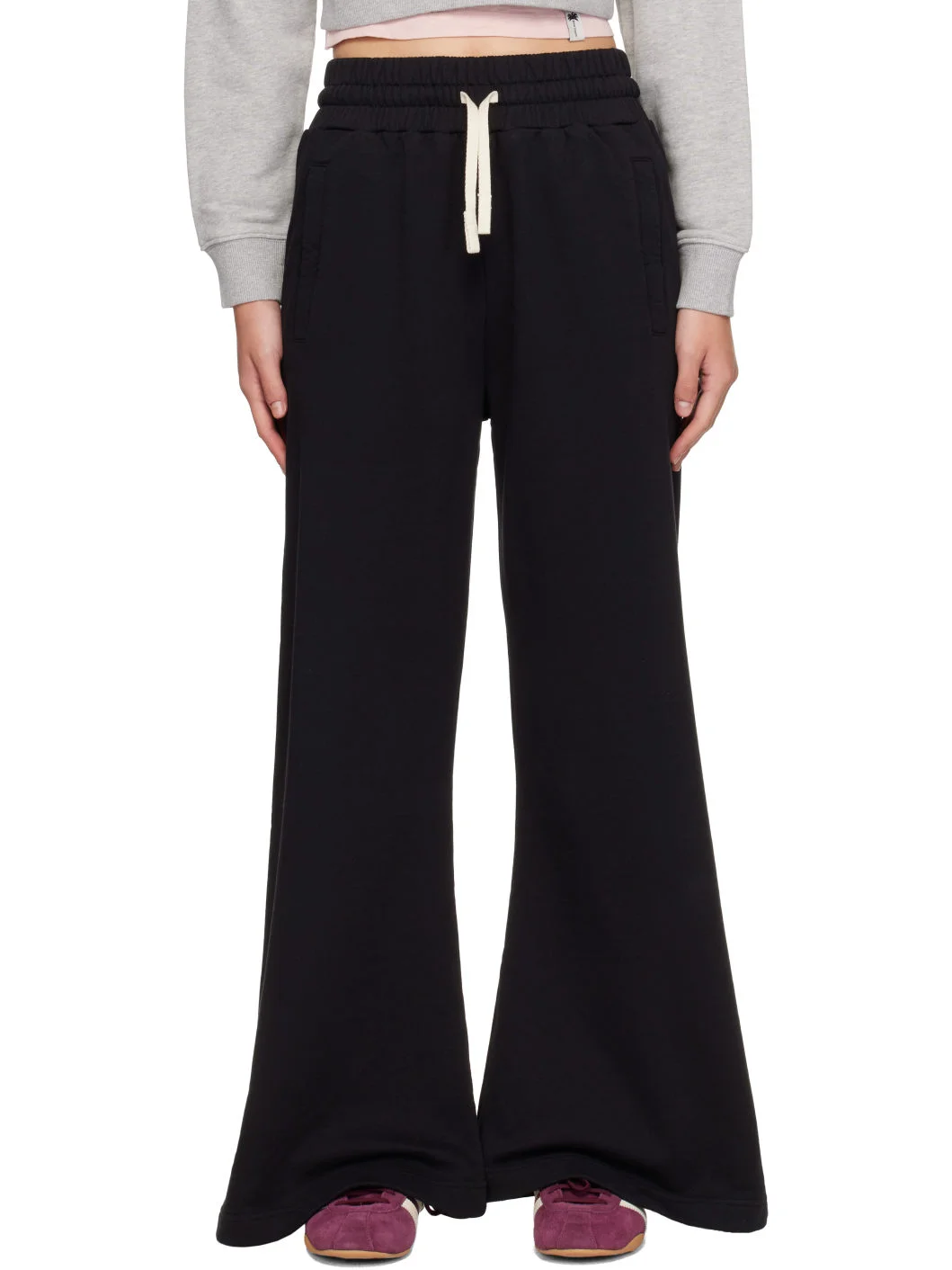 Black Curved Logo Sweatpants - 1