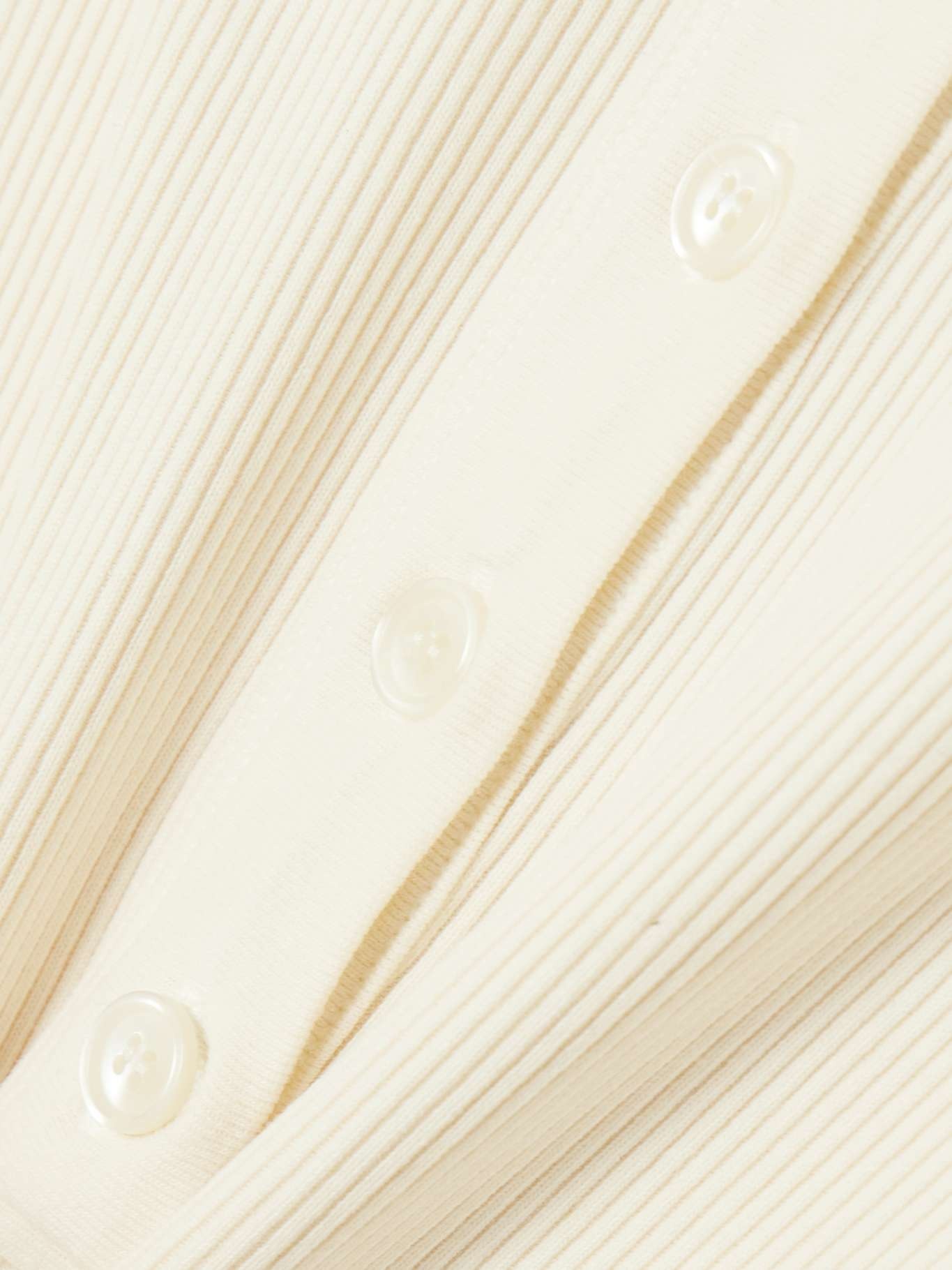 Varra ribbed jersey Henley top Off-white - 4