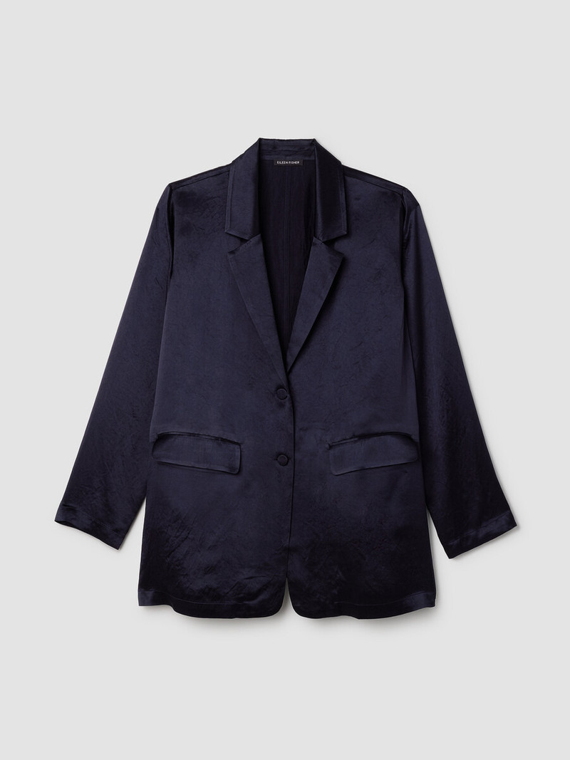Textured Satin Long Blazer 1