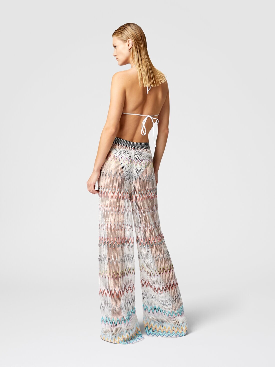 Zig zag mesh cover-up trousers with sequins - 3