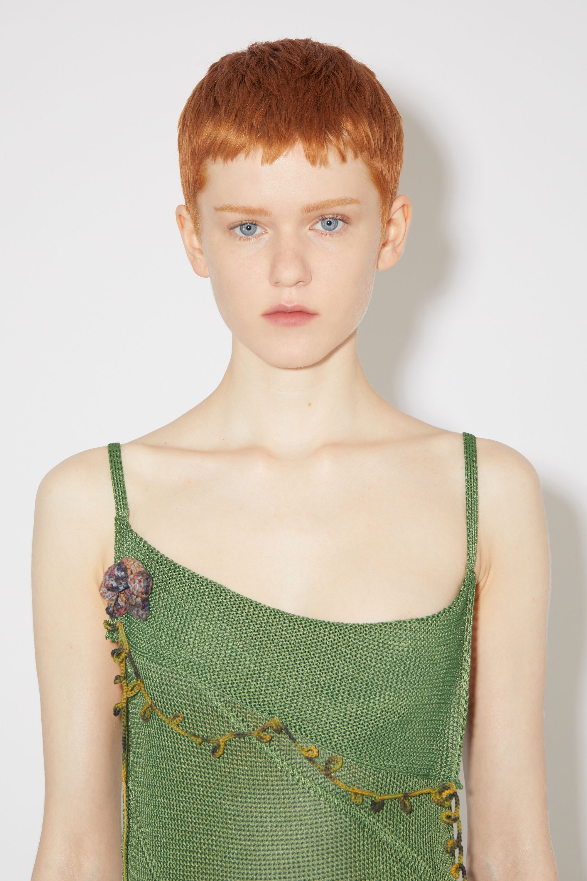 Crochet strap dress - Moss Green - 5