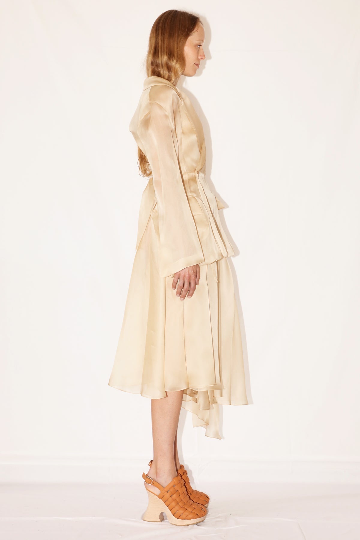 FITTED ORGANDY JACKET WITH BACK CUTOUT BEIGE - 4