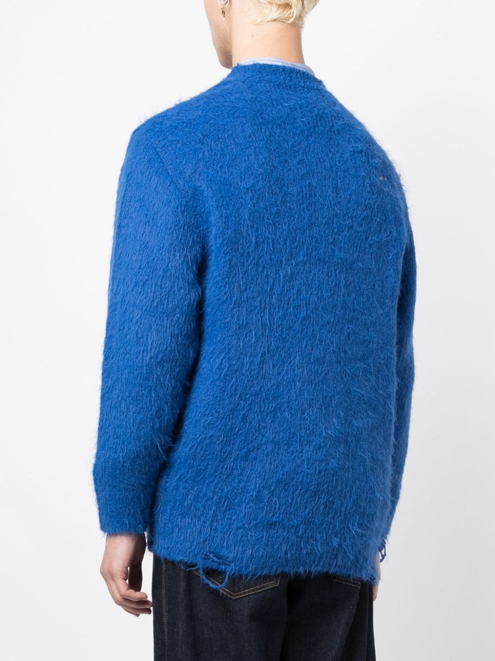 textured distressed crew-neck jumper - 4