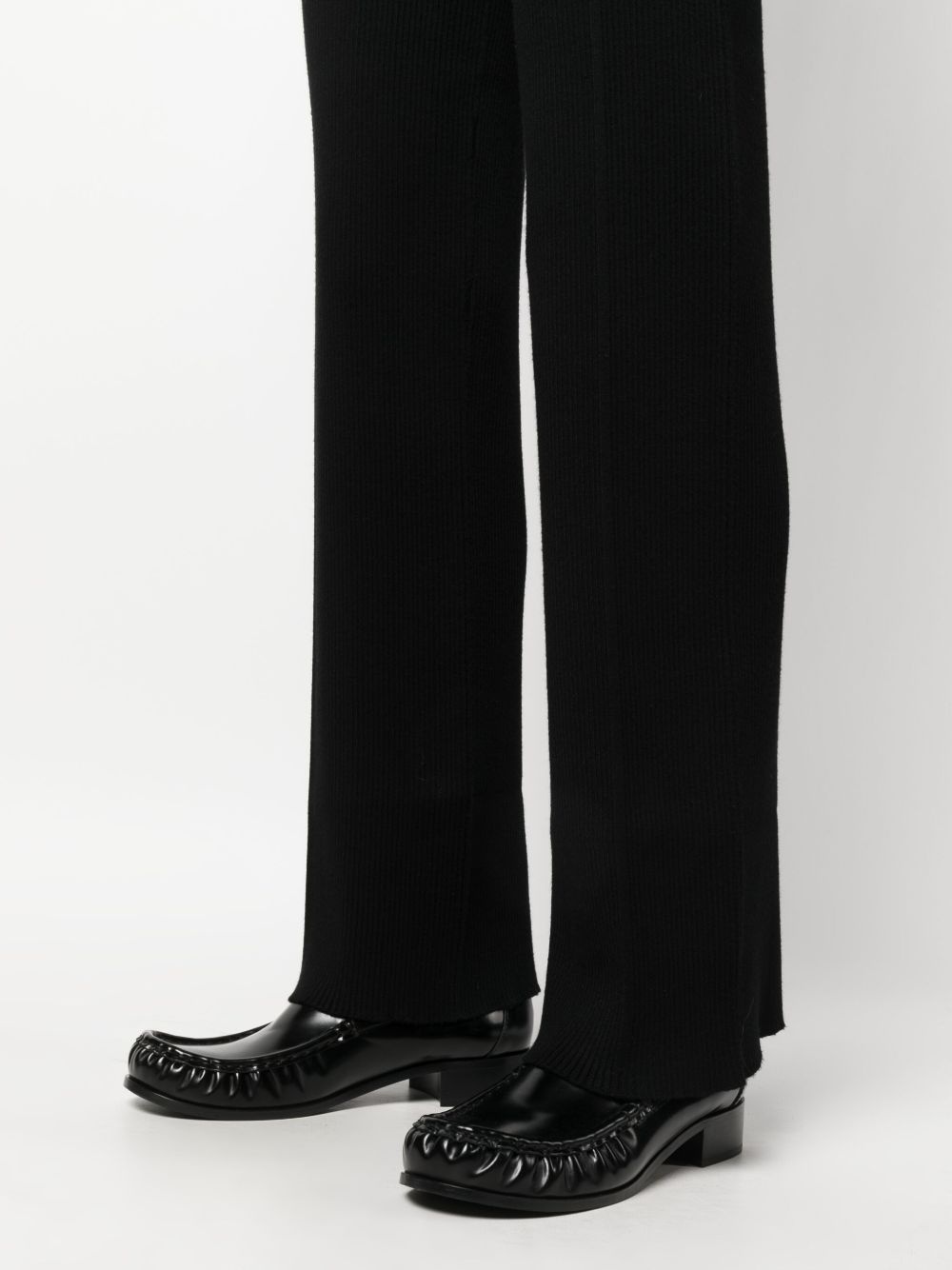 straight-leg rib-knit trousers - 5