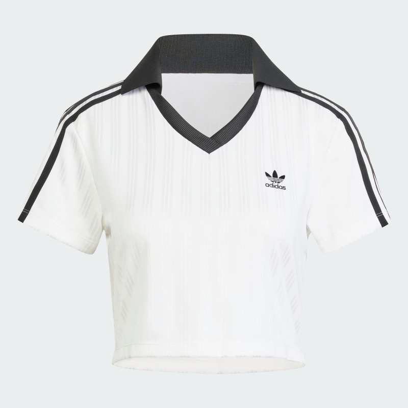 Adicolor Football Jacquard V-Neck Crop Polo Shirt - 1