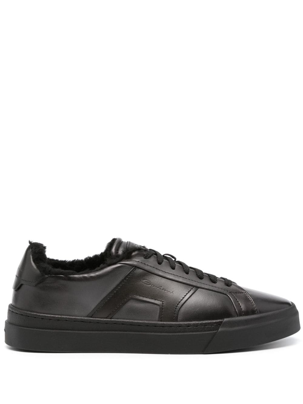 logo-debossed leather sneakers - 1