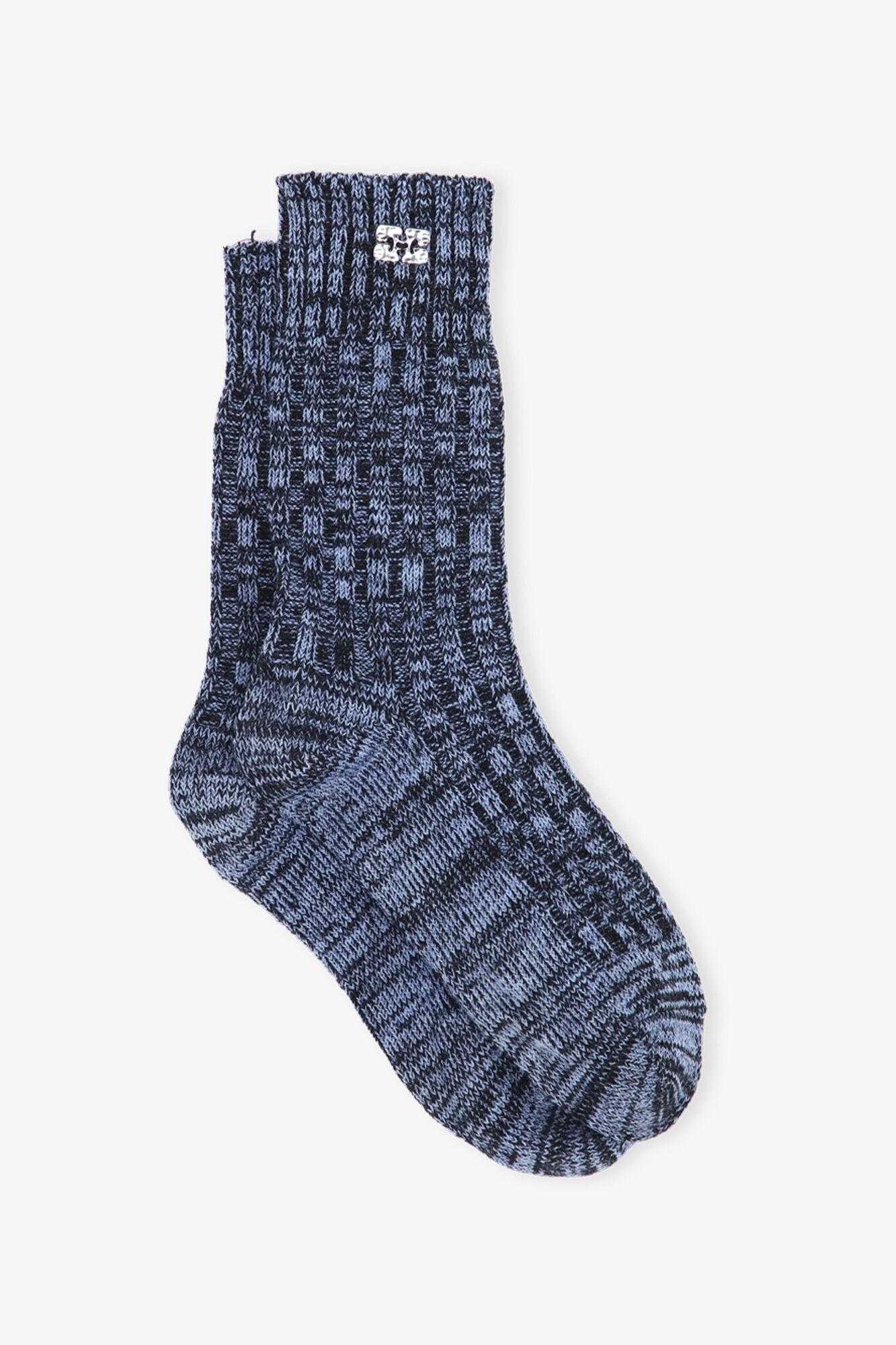 BLUE MELANGE RIBBED SOCKS - 1