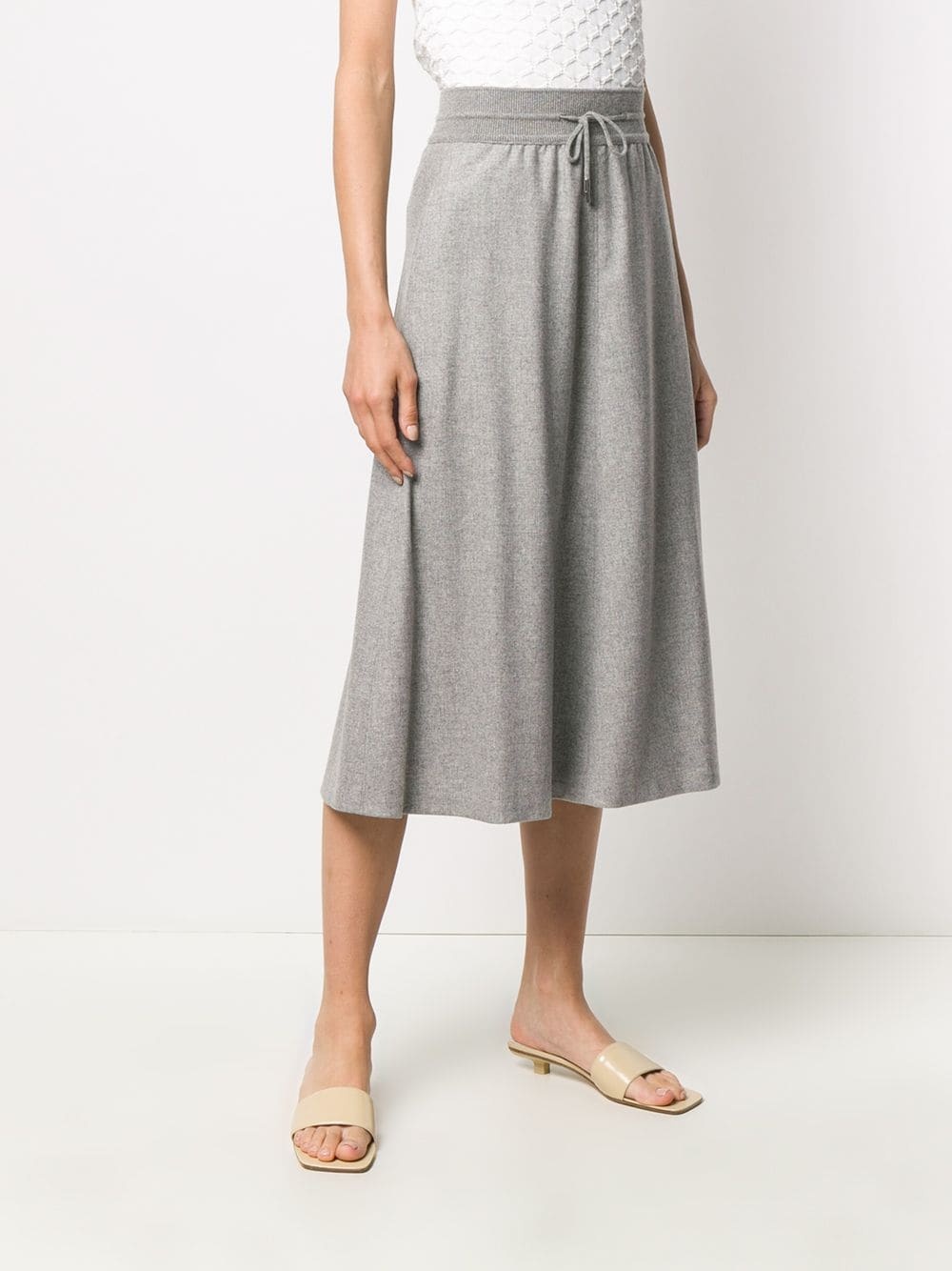 drawstring waist midi skirt - 3