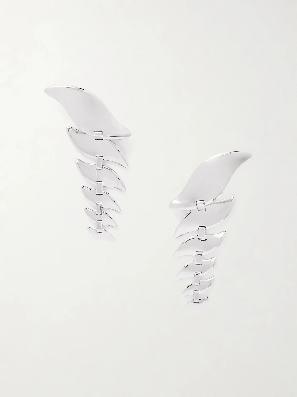 Leaf Silver-tone Earrings - 1