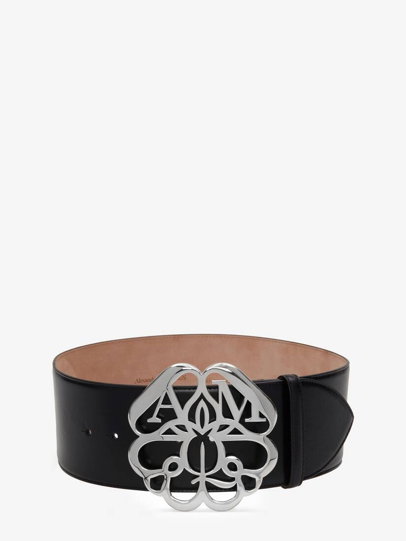 Women's Oversized Seal Logo Waist Belt in Black - 1