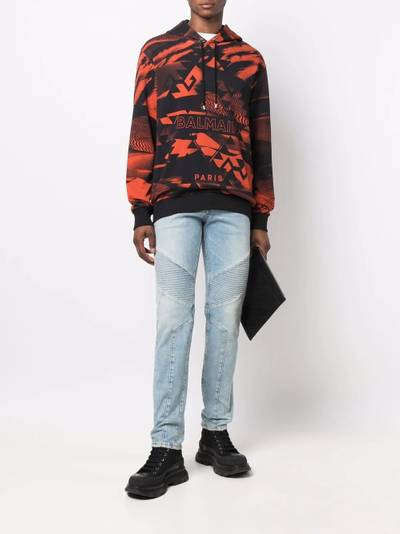 Balmain logo-print drawstring hoodie outlook