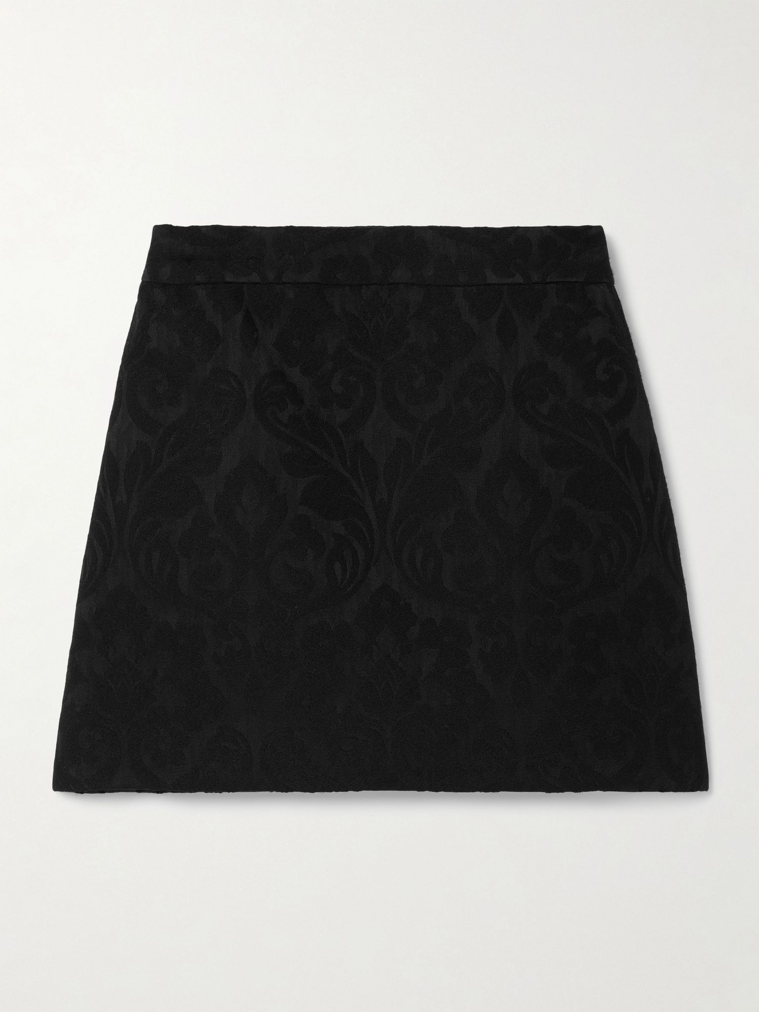 Wool-blend jacquard mini skirt Black - 1