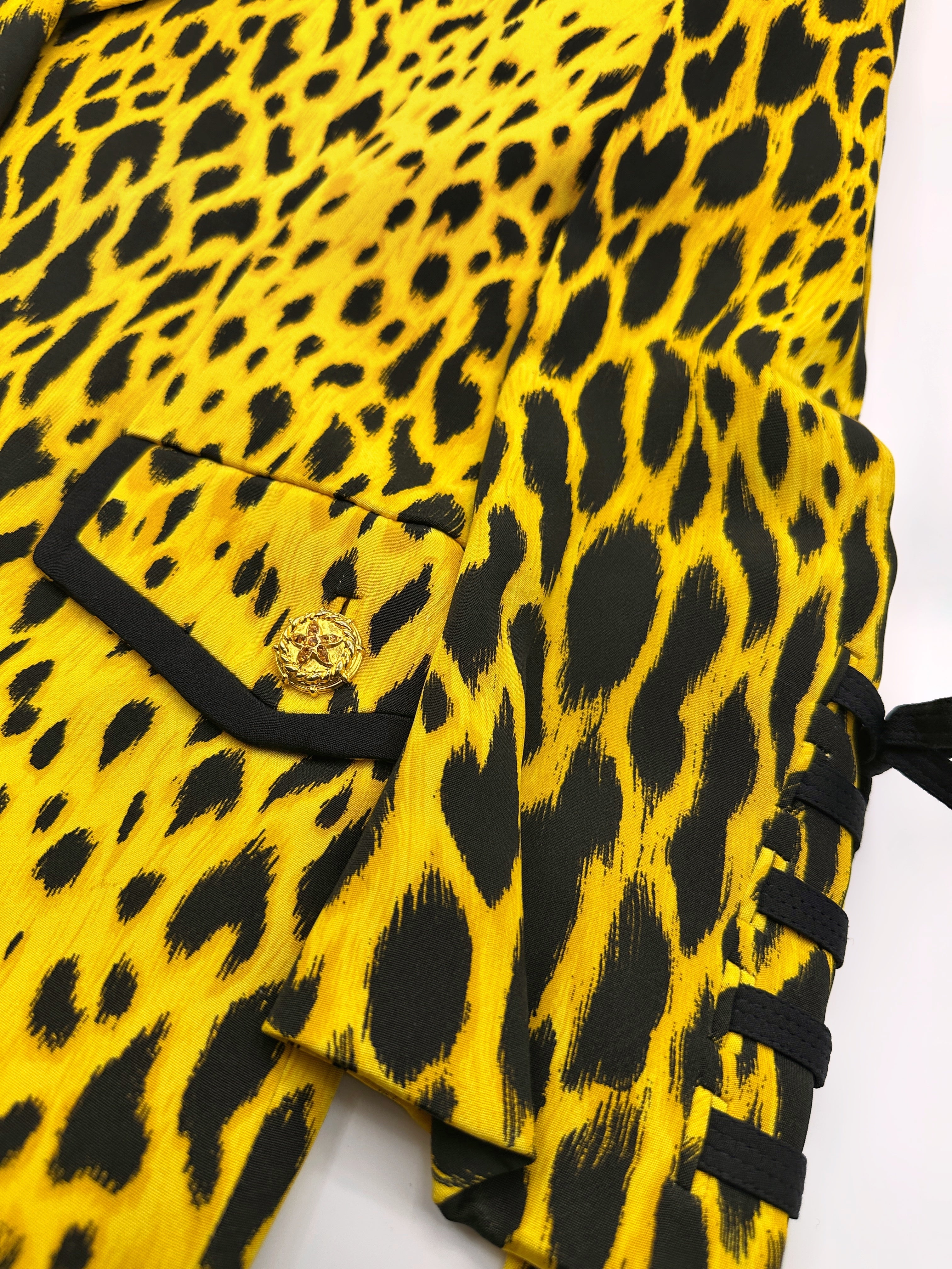 MONUMENTAL Gianni Versace Spring 1992 ANIMALIER Runway Leopard Print Silk Blazer Skirt Set 42 - 15