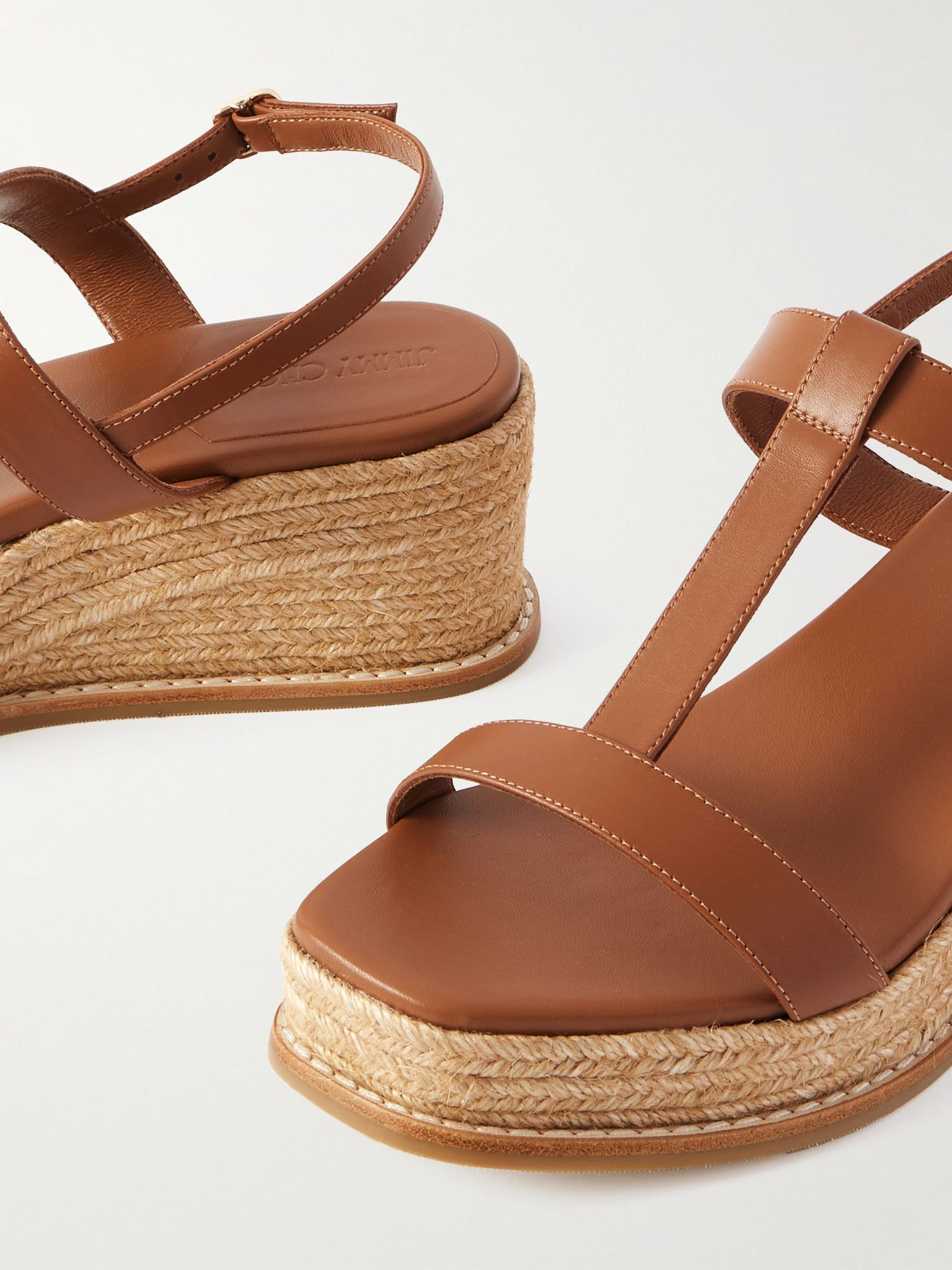 Theia 60 leather espadrilles wedge sandals Tan - 4