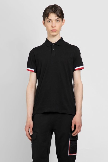 Moncler men's black logo polo shirt - 1