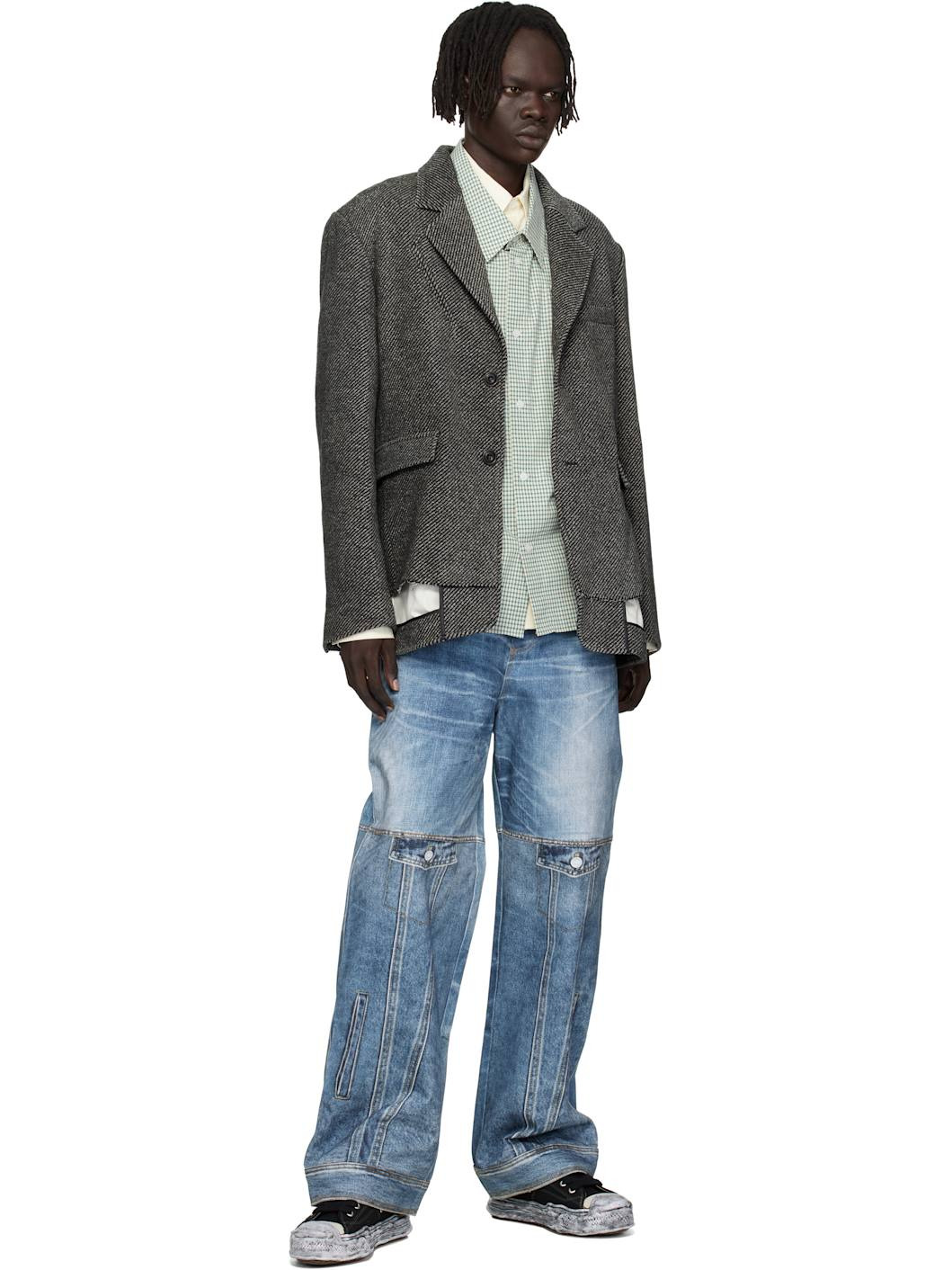 Gray Inside Out Wool Blazer - 4