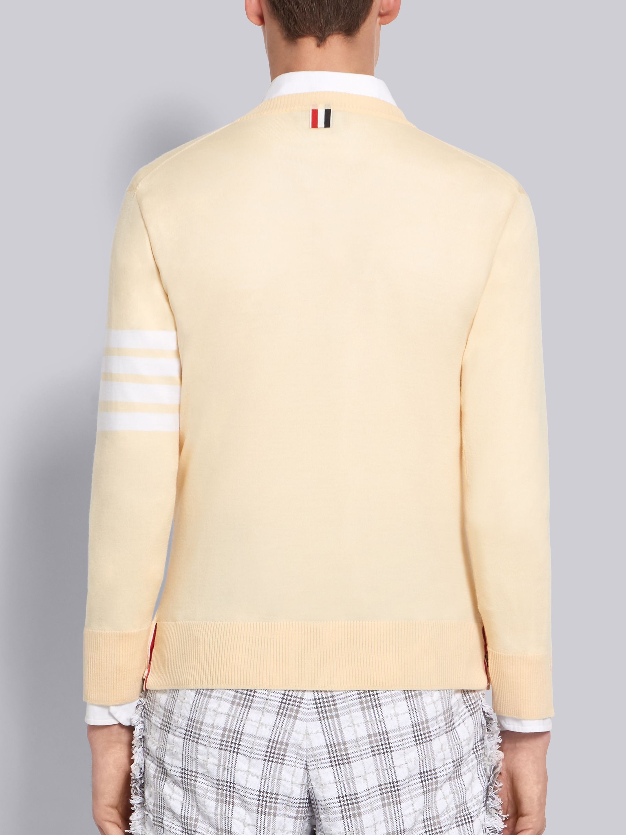 Yellow Fully Fashioned Merino Knit Crew Neck Pullover - 3