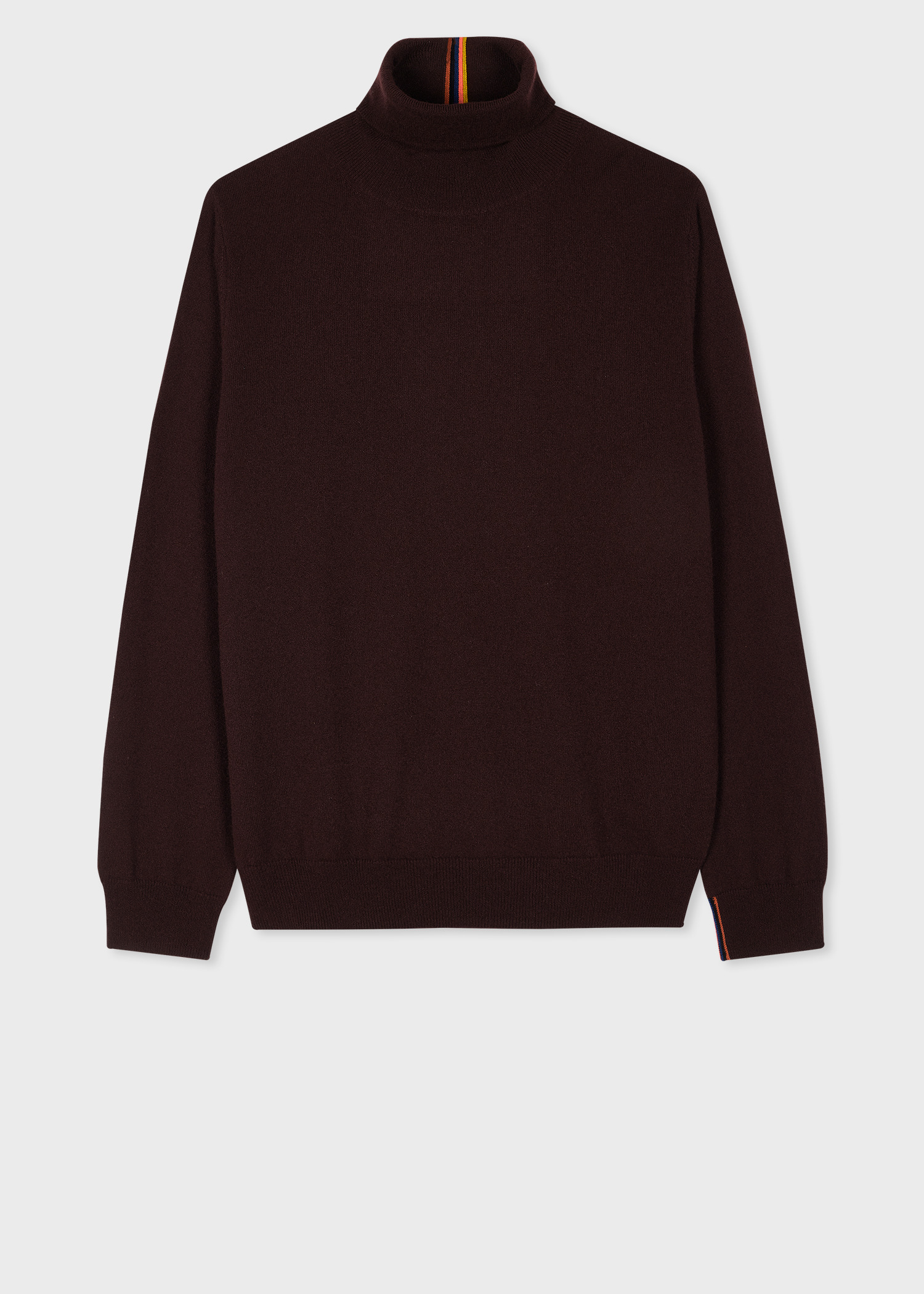 Burgundy Cashmere Roll Neck Sweater - 1