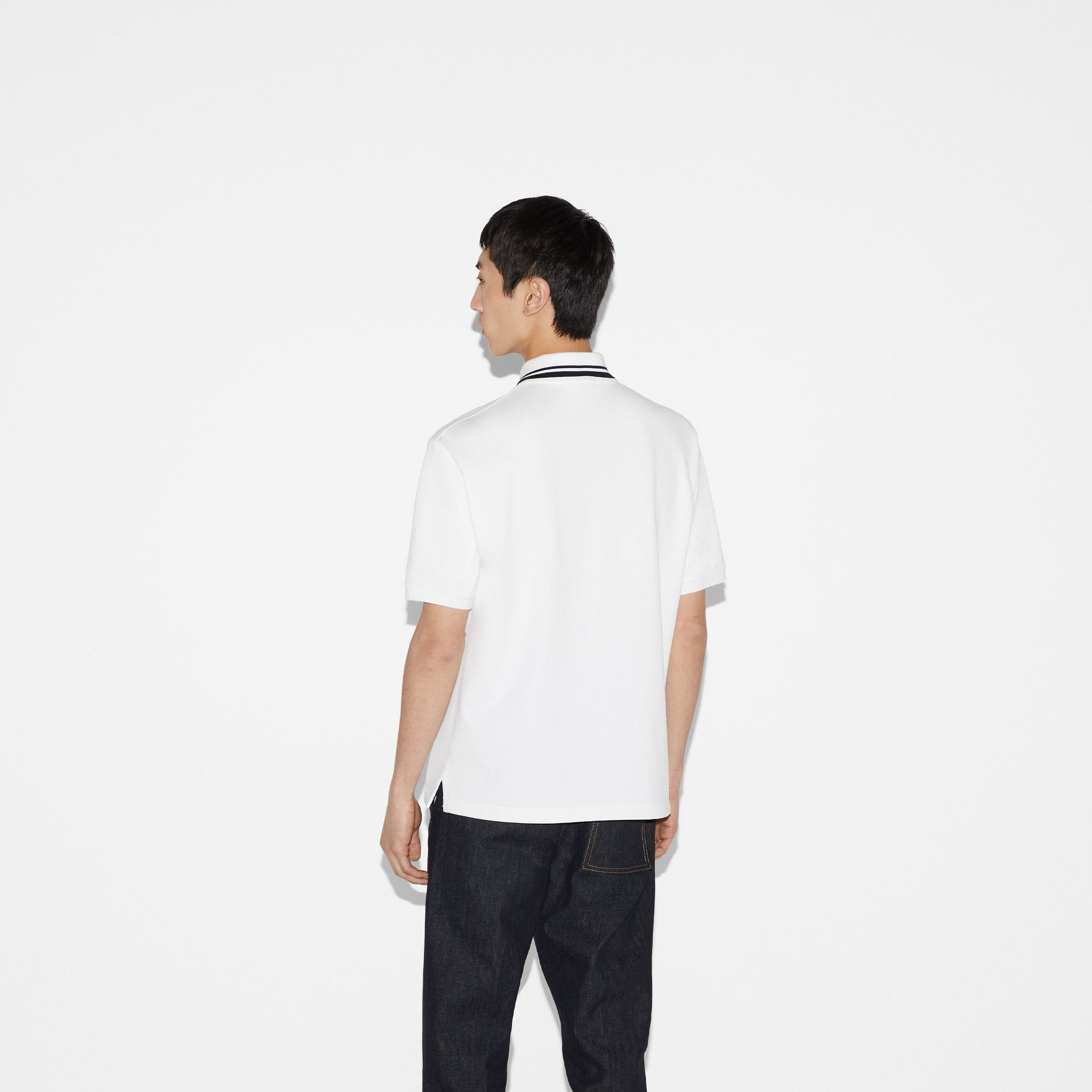Cotton polo shirt with Gucci print - 4