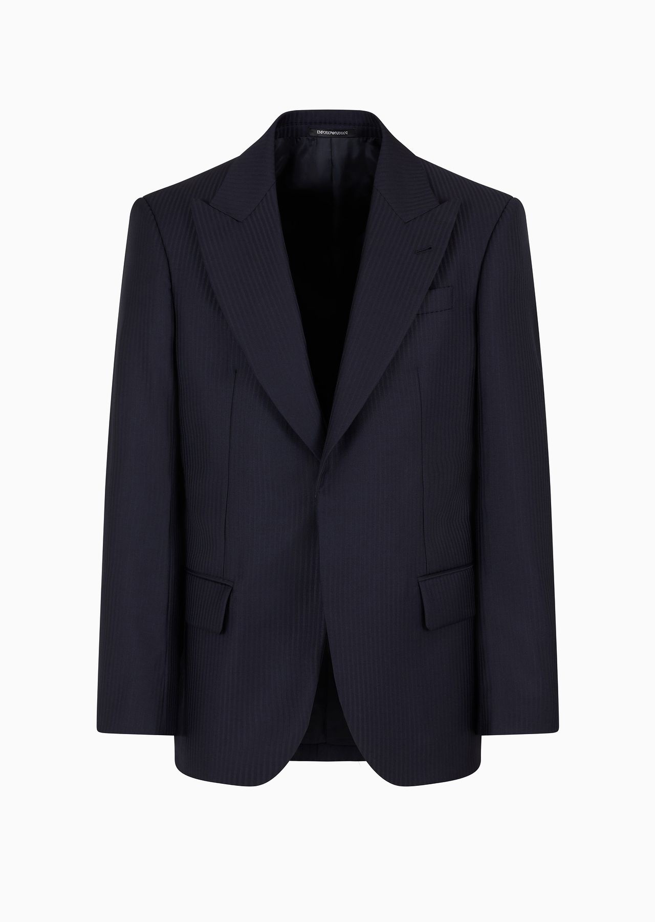 Wool satin blazer with alternating stripes and peak lapels - 1