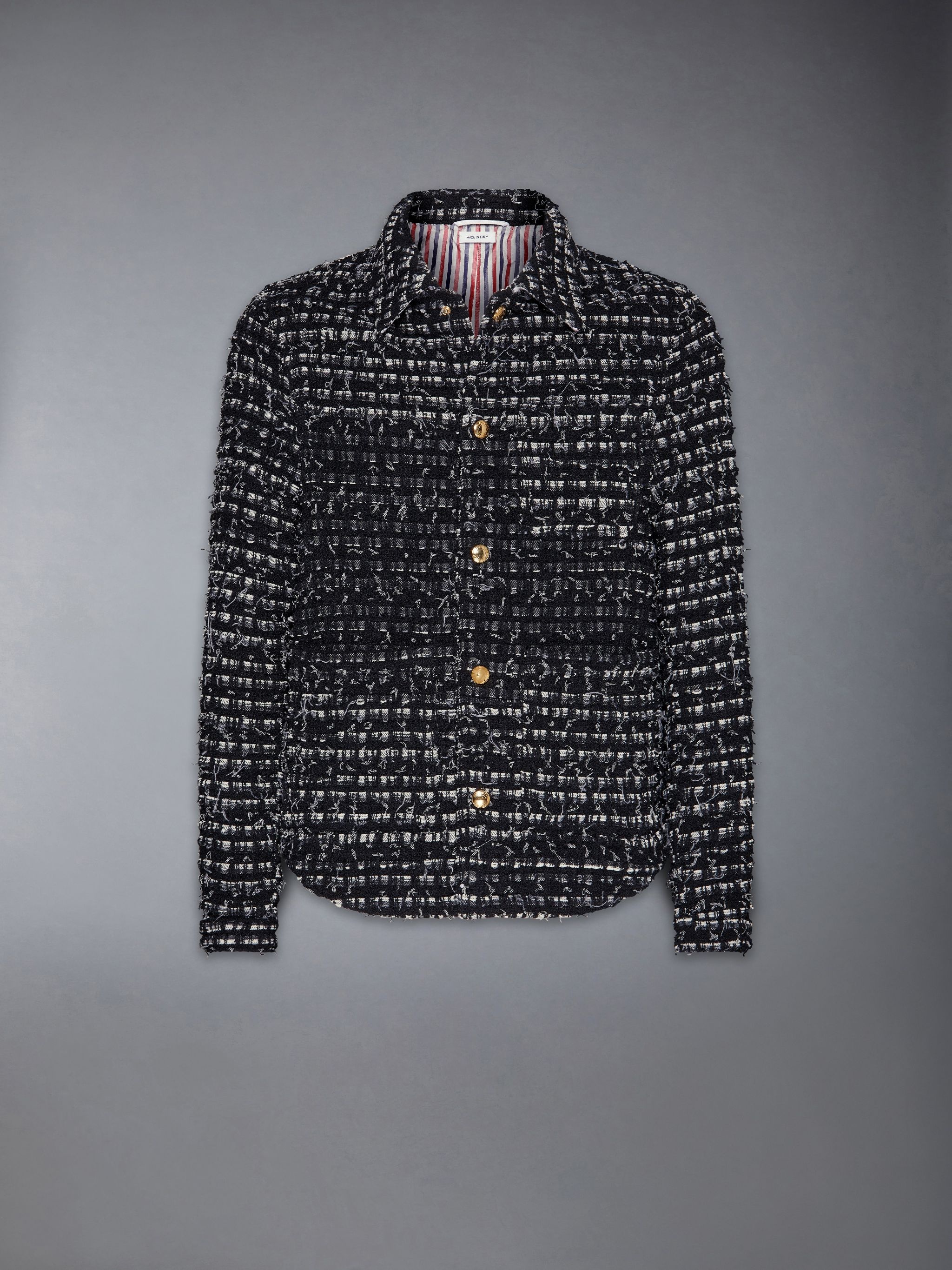 Denim Ribbon Tweed Utility Jacket - 5