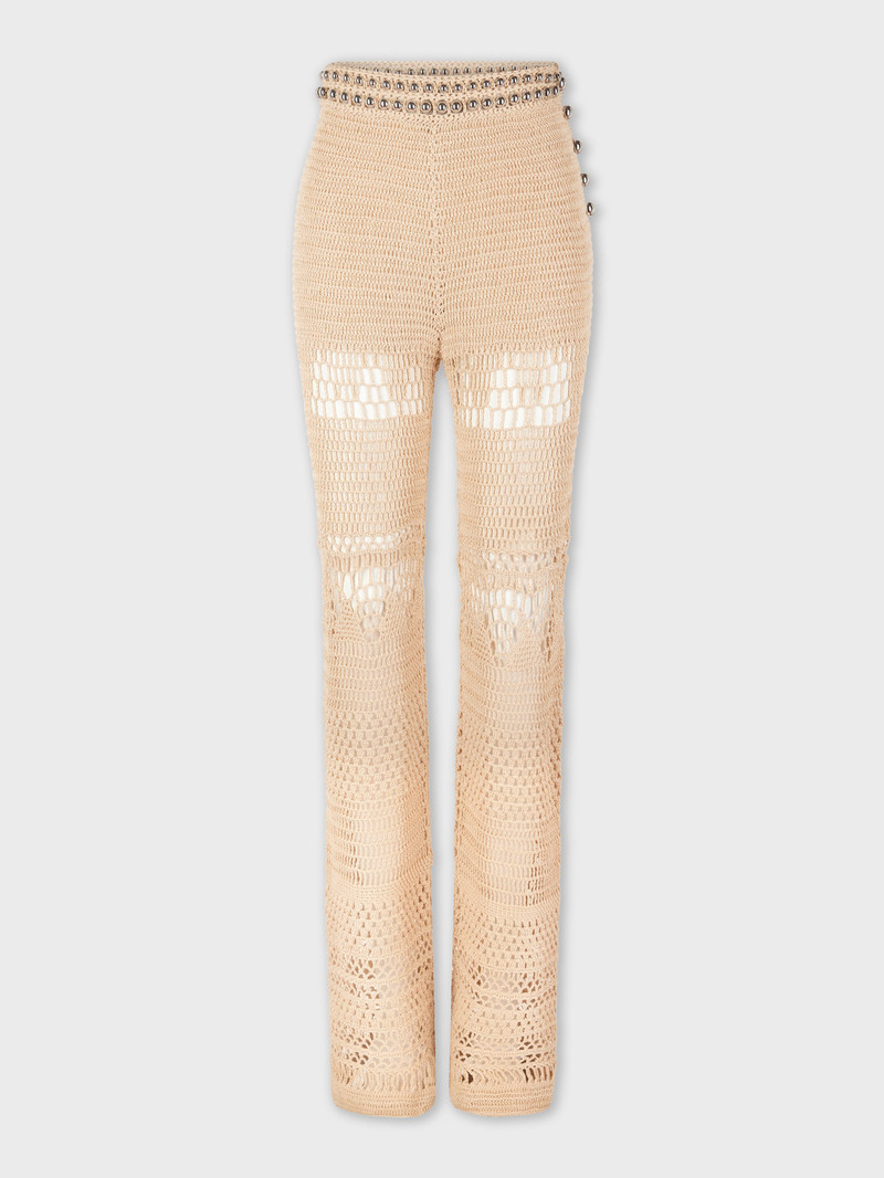 CROCHET FLARE PANT WITH PEARLS ON BELT 7