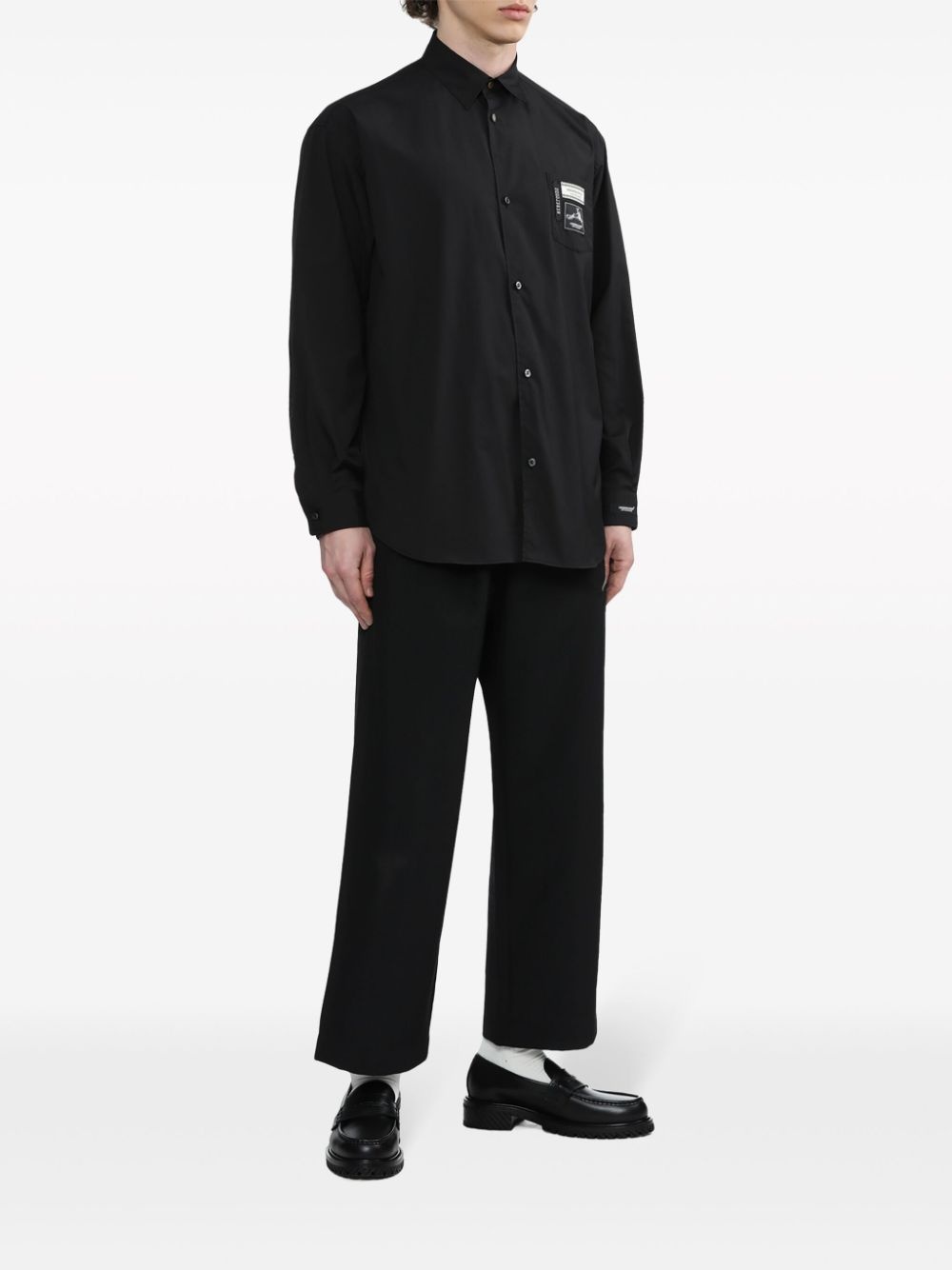 logo-patch cotton-blend shirt - 2