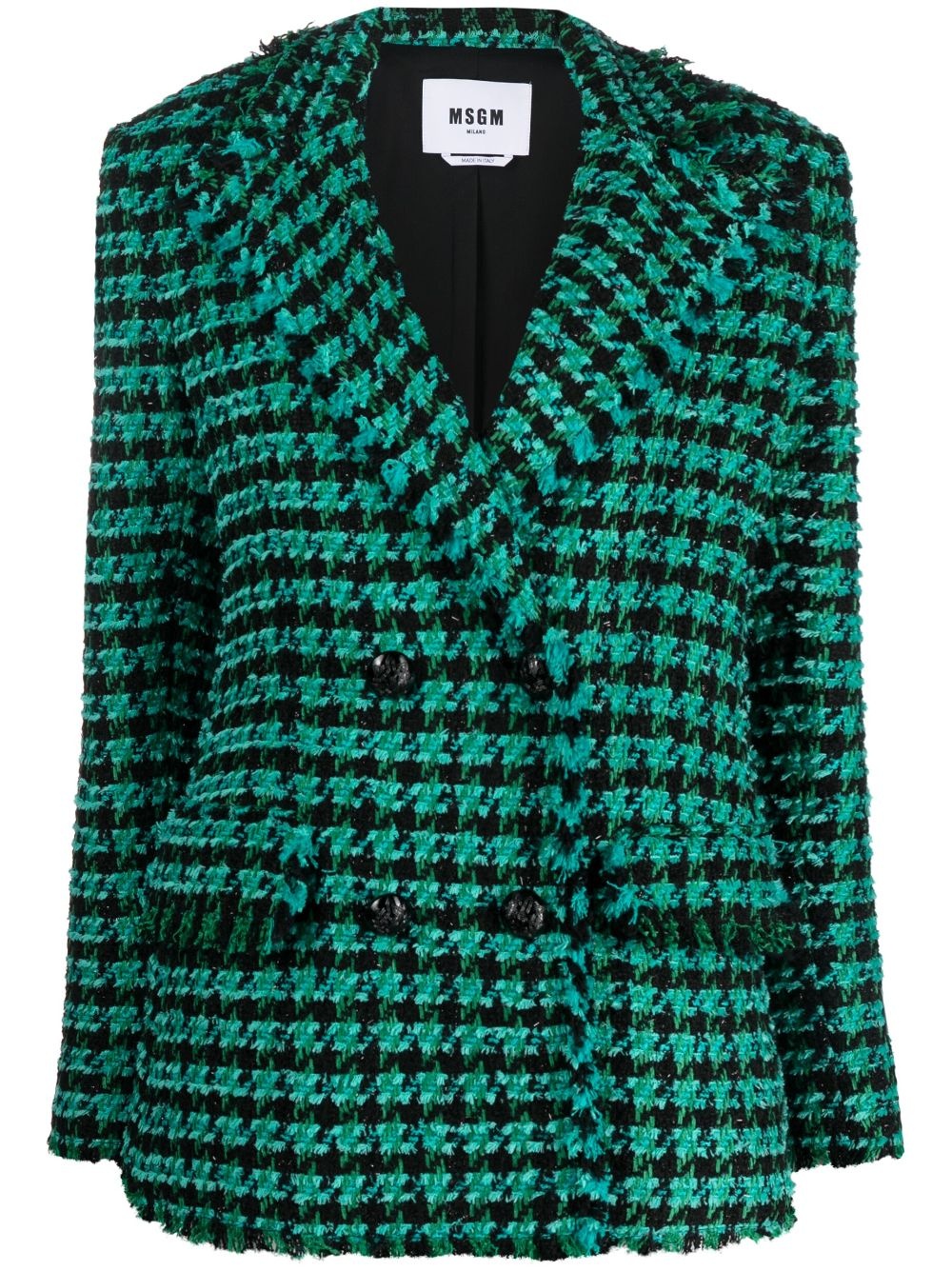 tweed houndstooth double-breasted jacket - 1