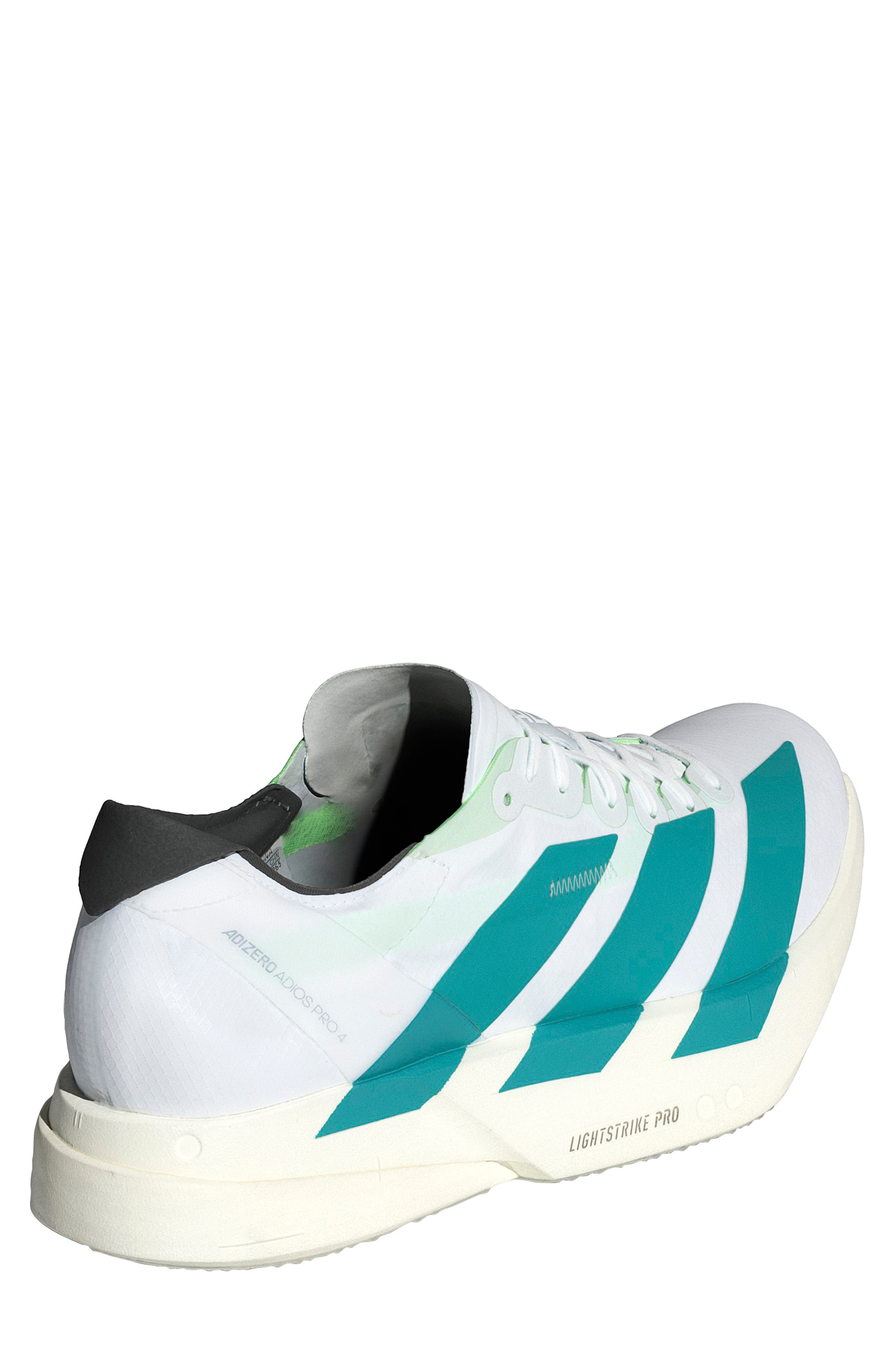 adidas Gender Inclusive Adios 9 Pro 4 Running Sneaker in White/Pure Teal/Carbon at Nordstrom - 2