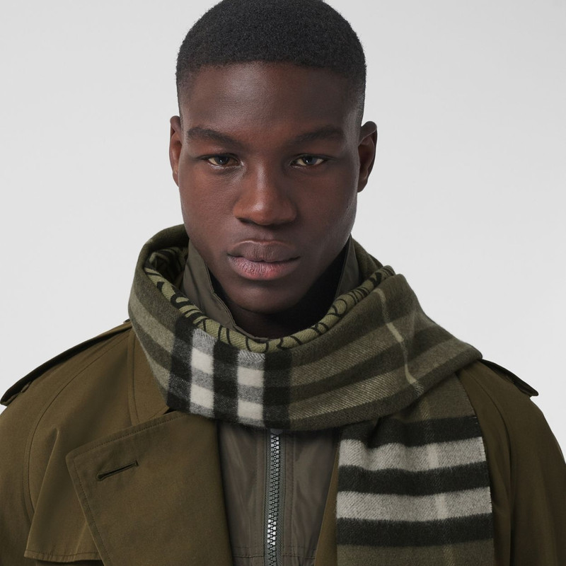 Reversible Check and Monogram Cashmere Scarf 4
