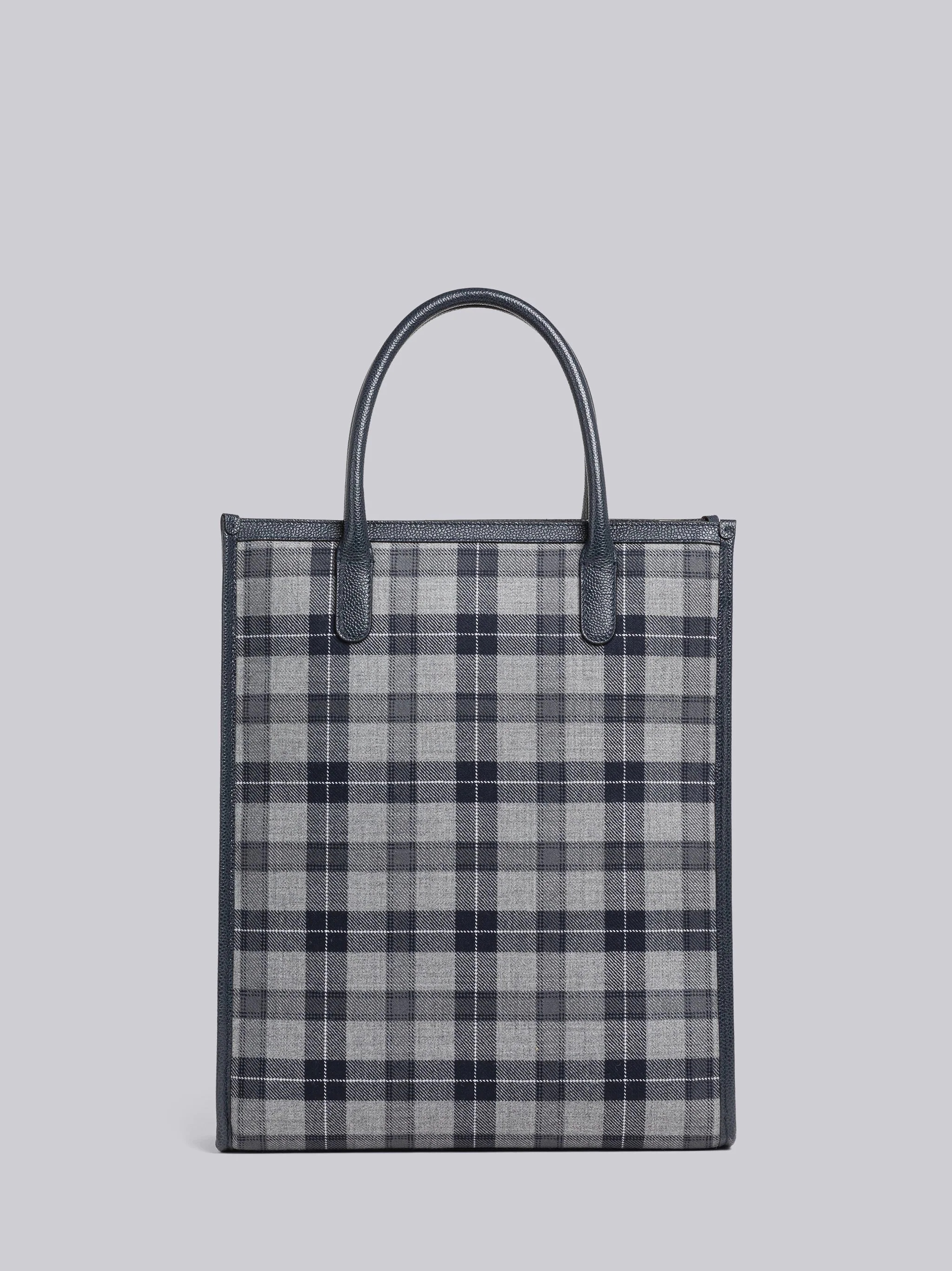 Tartan Wool And Leather Vertical Tote - 4
