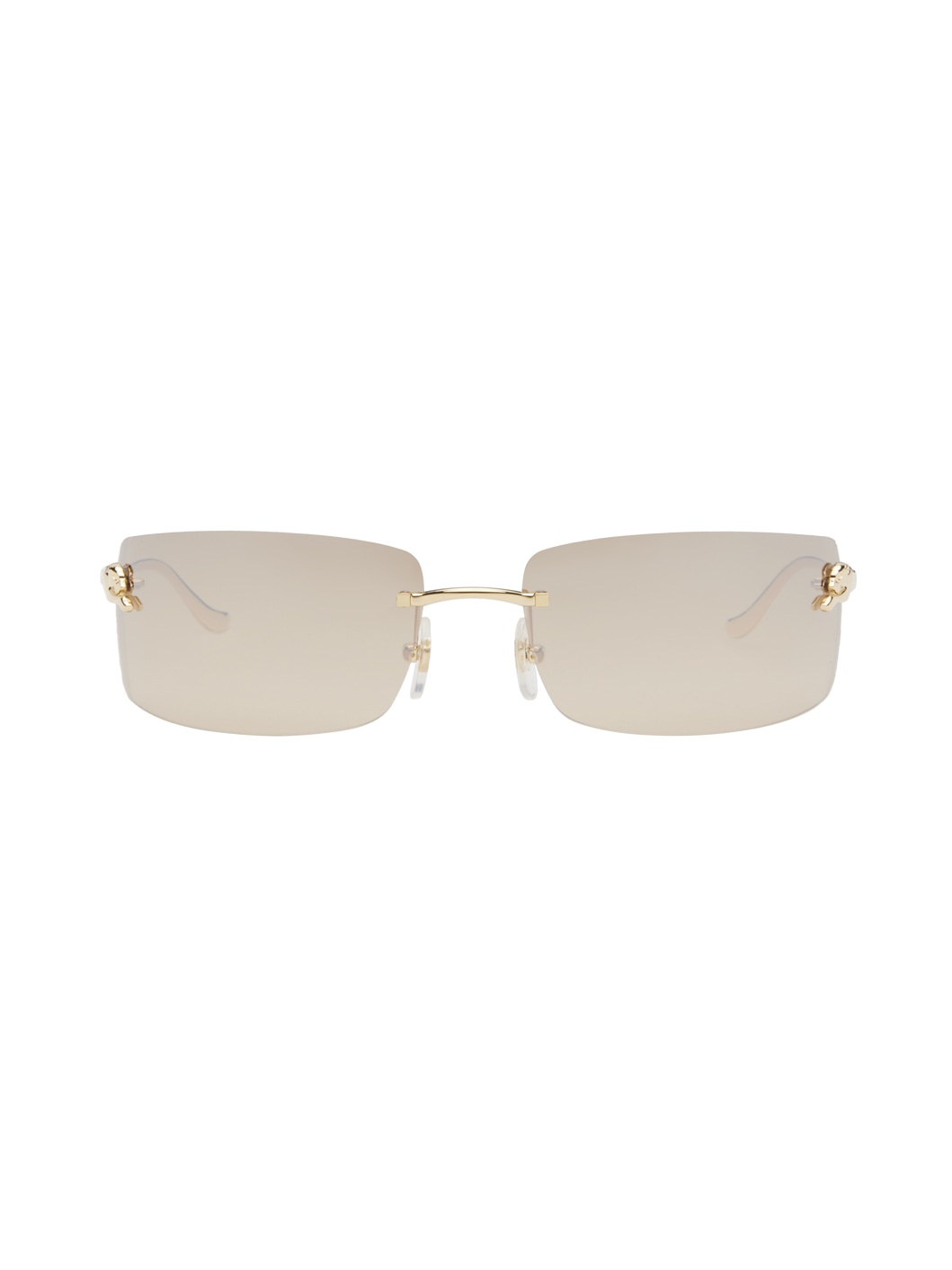 Gold 'Panthère de Cartier' Rectangular Metal Sunglasses - 1