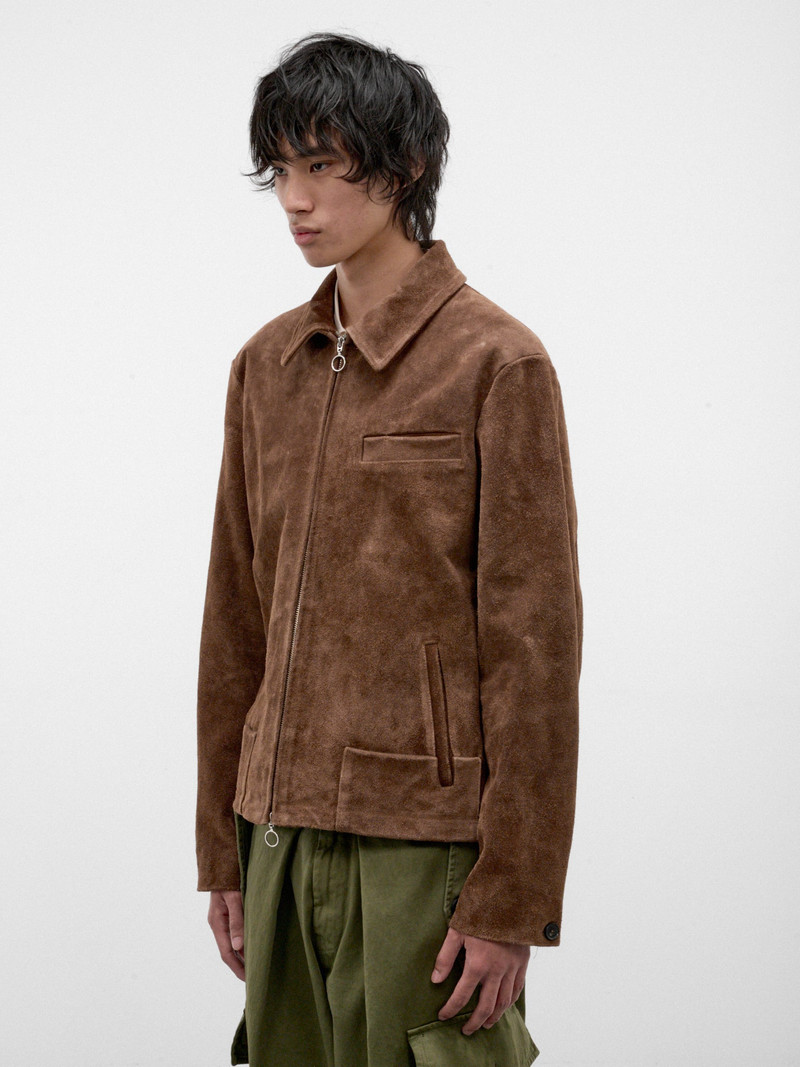 Brown Lamb Leather Zip Jacket 2
