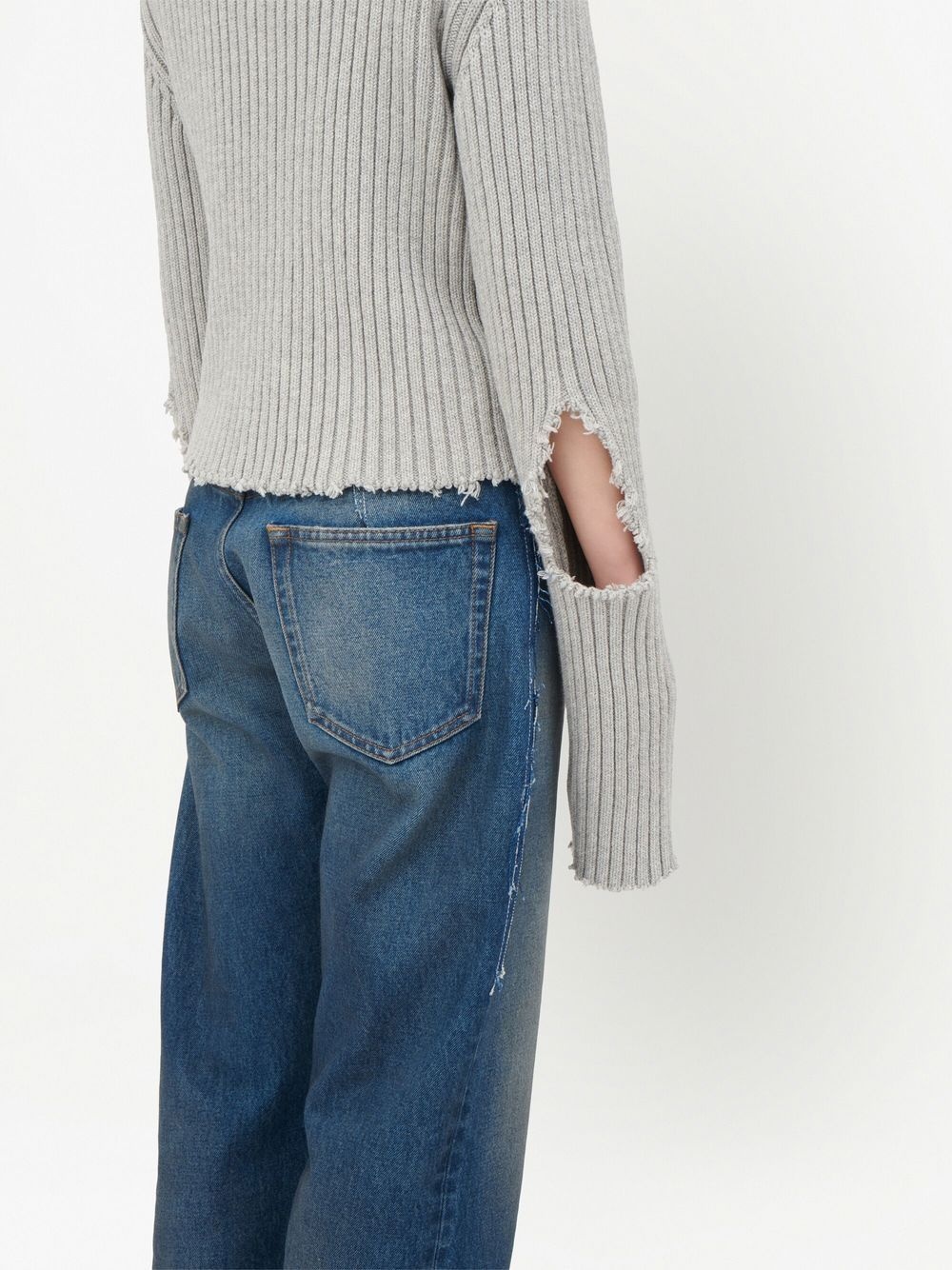 ripped-detail ribbed jumper - 6