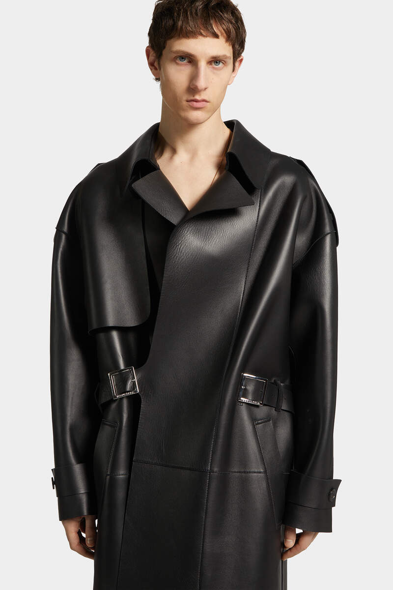 80S KIODO BELTED LEATHER TRENCH - 6