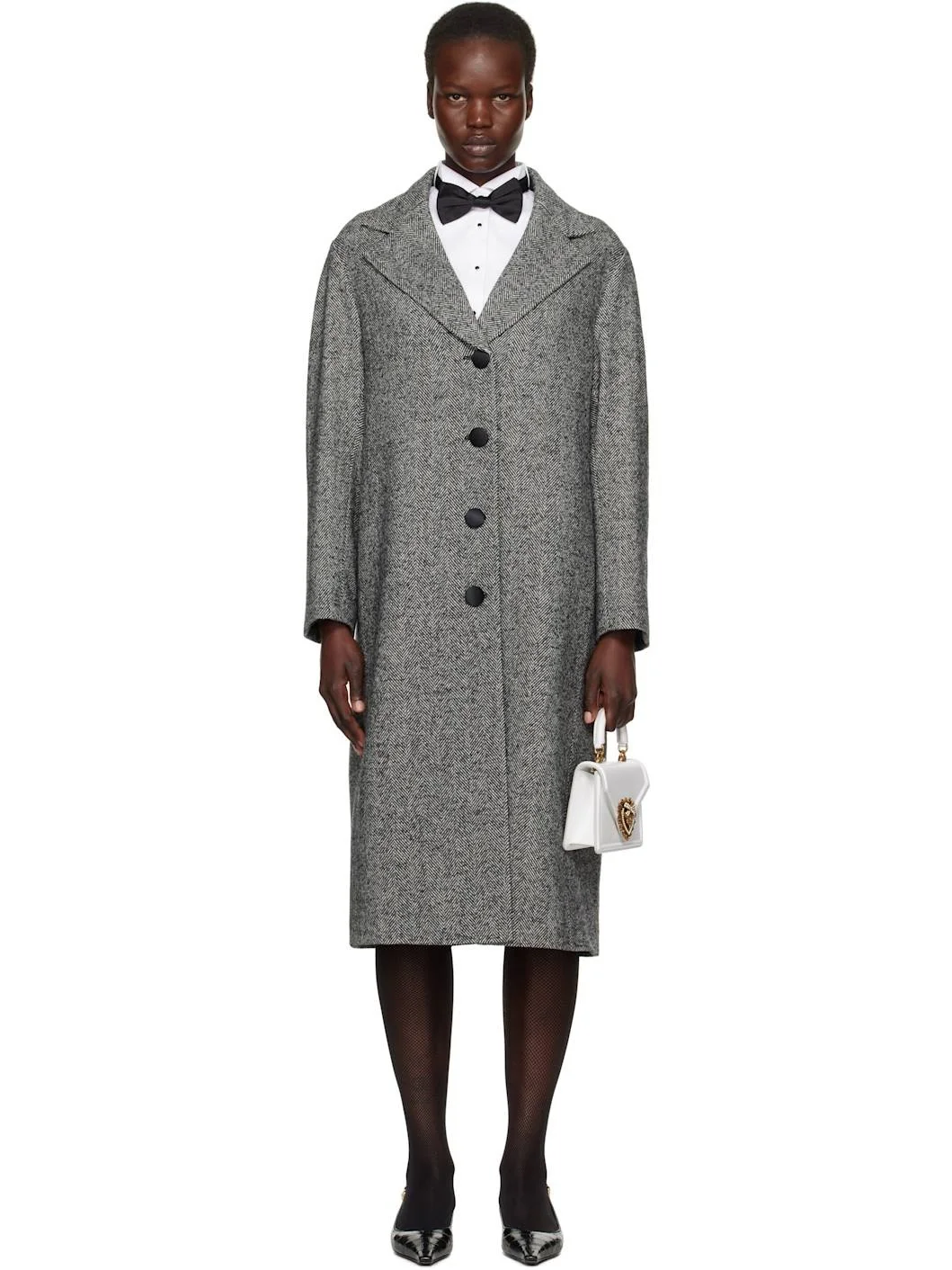 Gray Mixed Wool Coat - 1