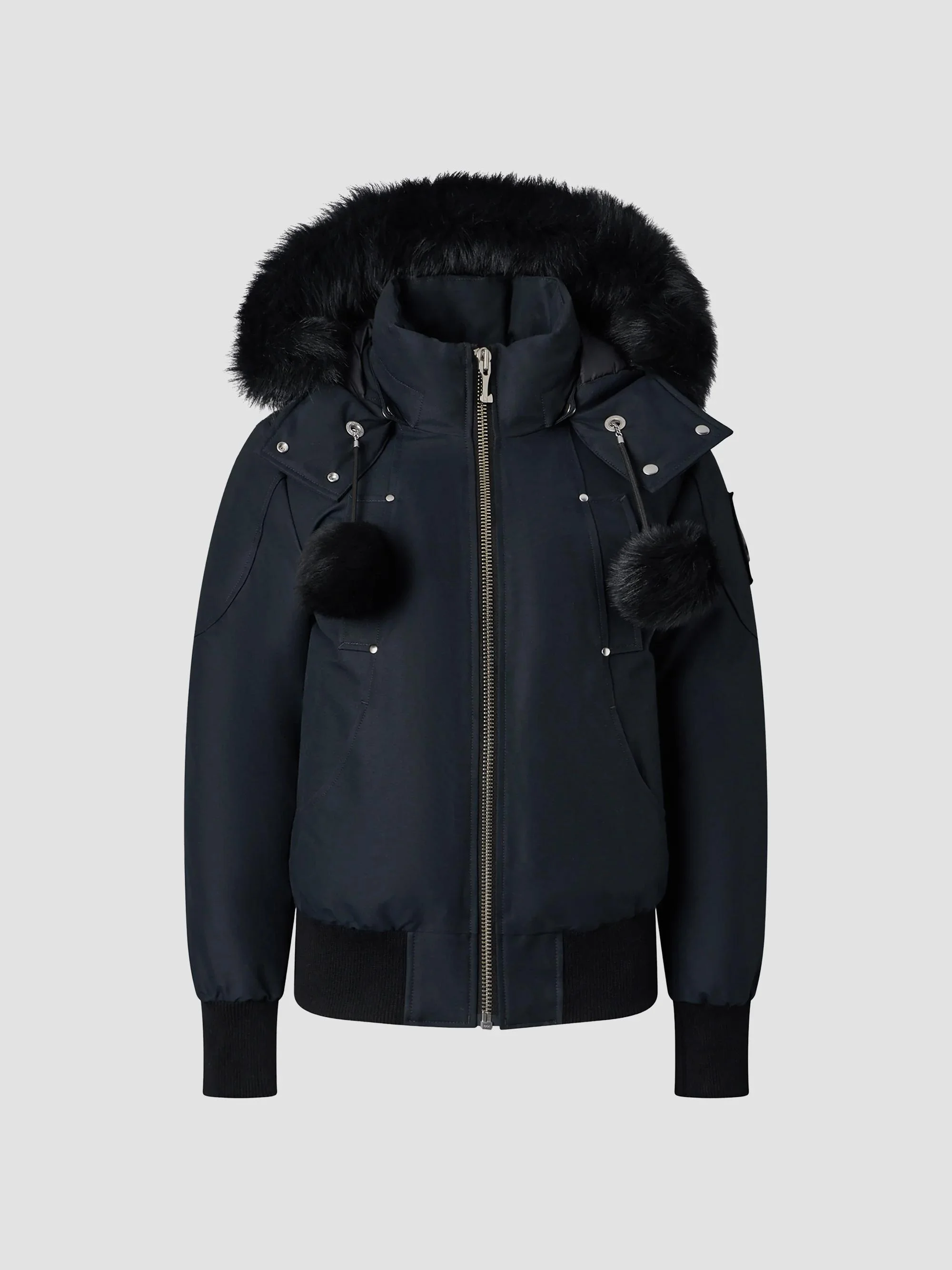 Women's Debbie Shearling-Trim Down Bomber Jacket - Navy - 1