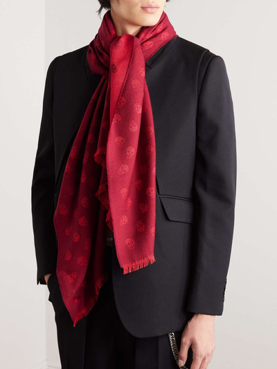 Alexander McQueen Fringed Wool and Silk-Blend Jacquard Scarf outlook