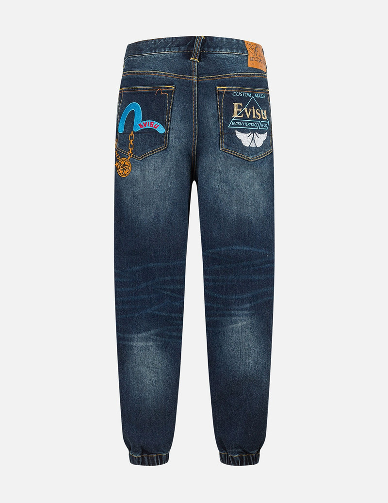 EVISU Multi-designed Pattern Baggy Denim Joggers outlook
