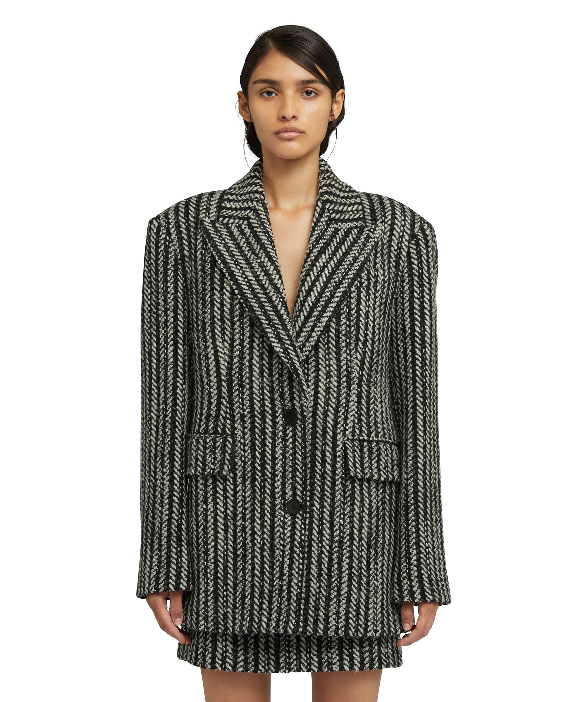 Blended wool "Herringbone Wool felt" short coat - 2