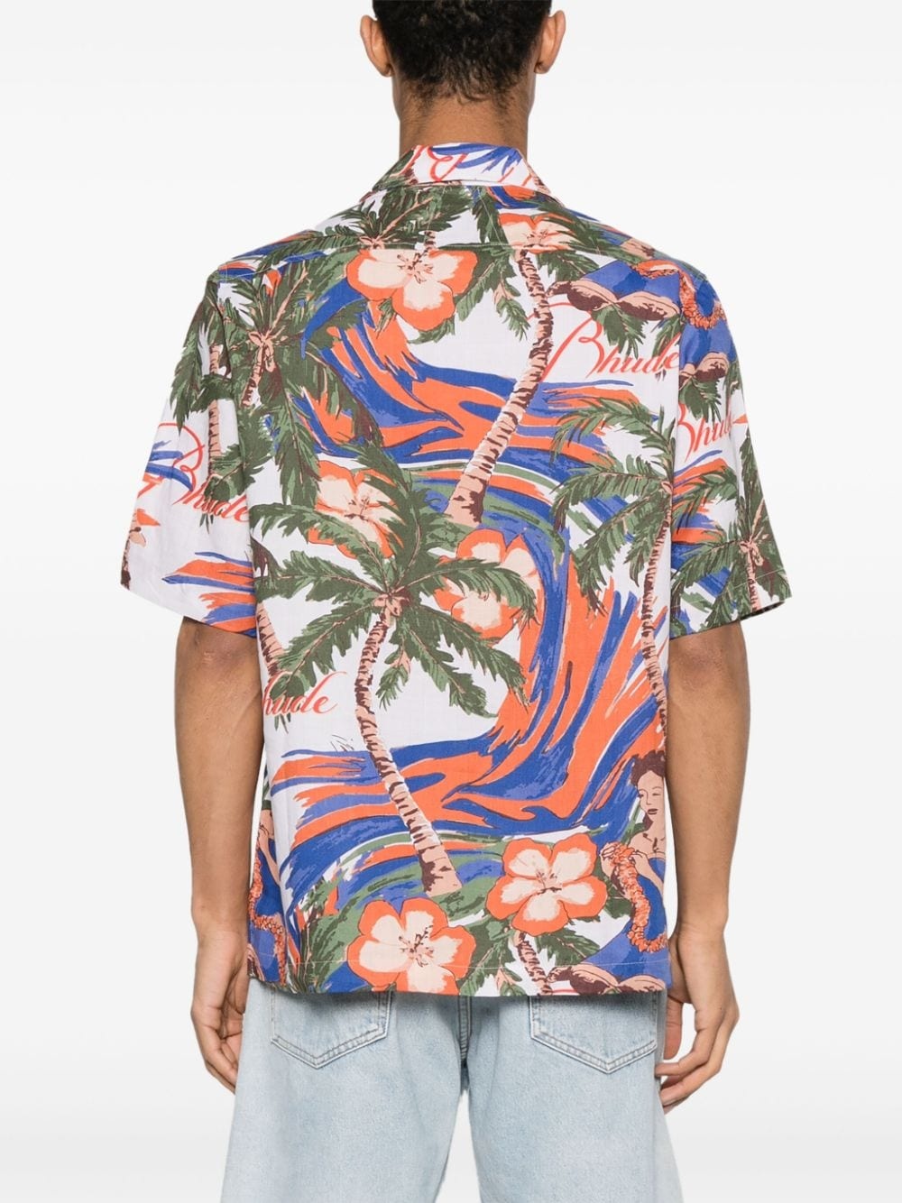 hawaiian-print linen shirt - 4