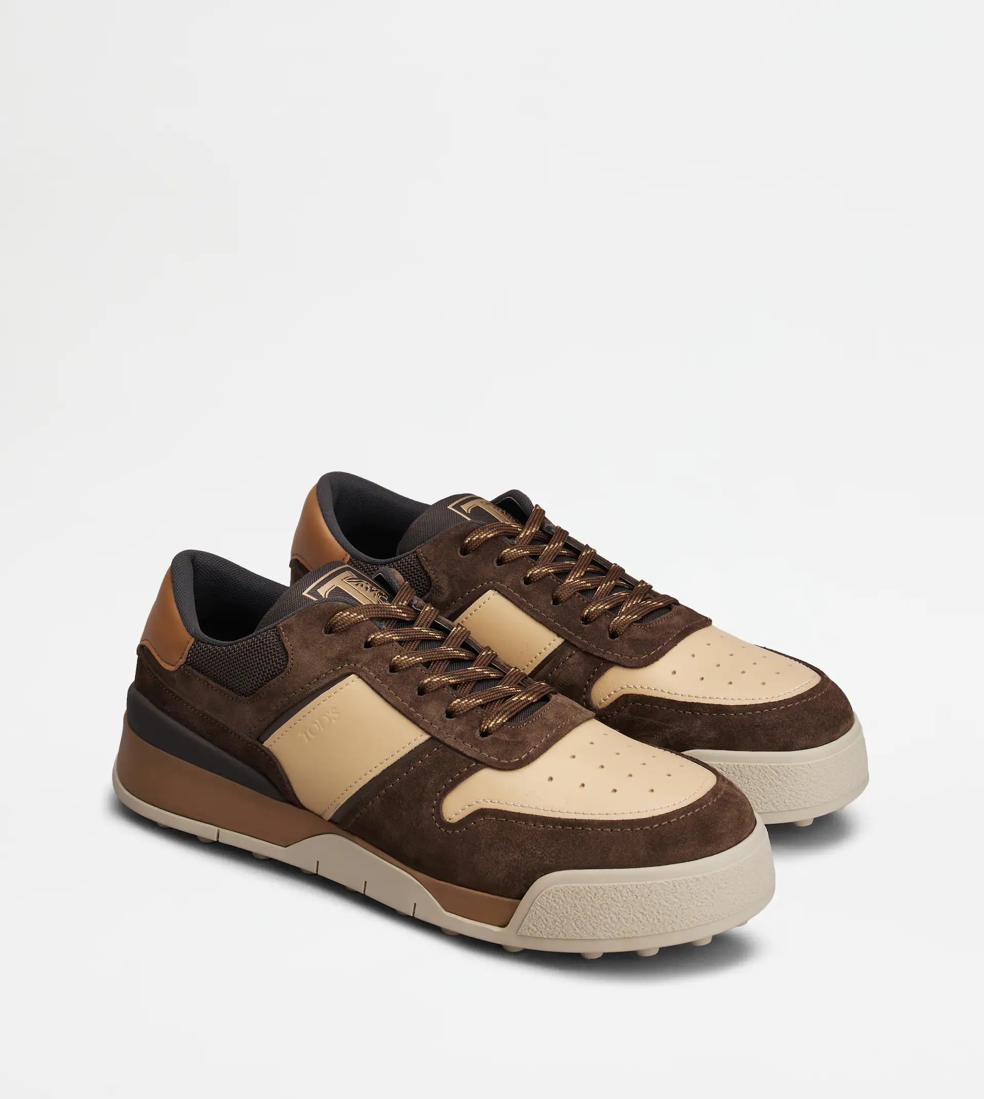 TOD'S SNEAKERS IN SUEDE AND SMOOTH LEATHER - BROWN, BEIGE - 3