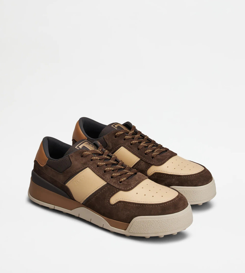 TOD'S SNEAKERS IN SUEDE AND SMOOTH LEATHER - BROWN, BEIGE 3