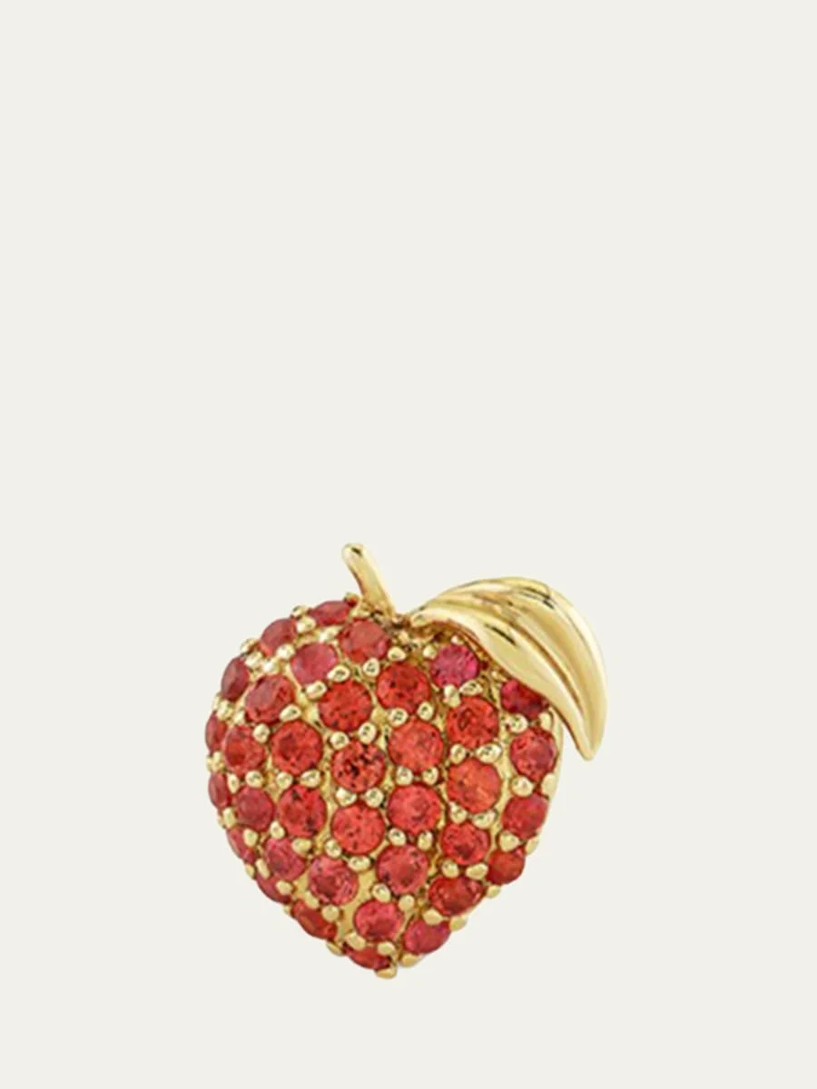 14K Orange Sapphire Peach Stud Earring, Single (Left) - 1