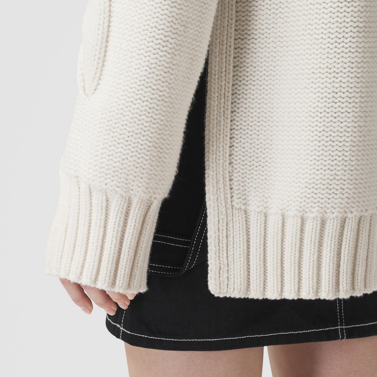 Cable Knit Cashmere Funnel Neck Sweater - 5