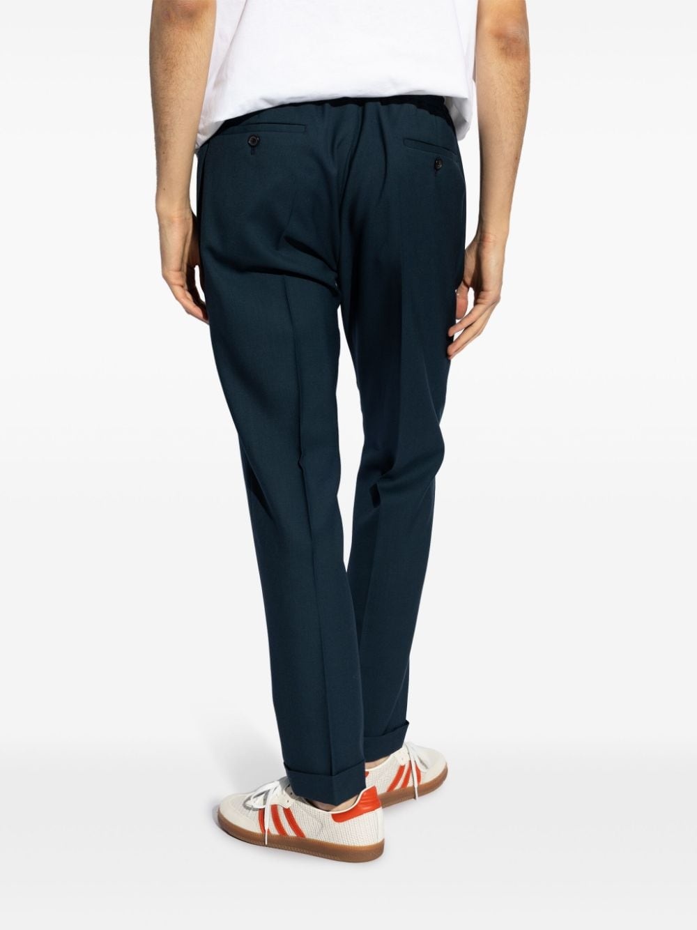 drawstring wool chino trousers - 4