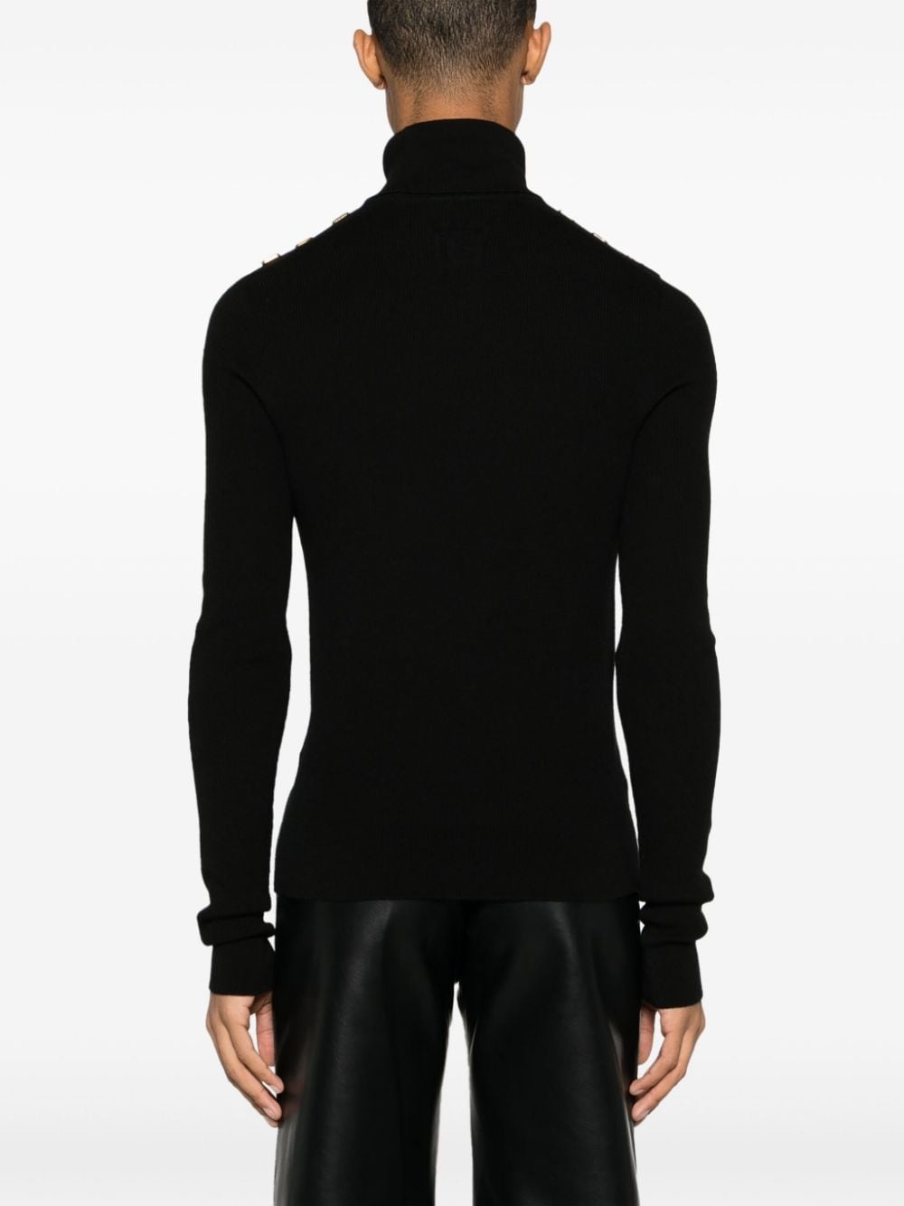 decorative-buttons fine-ribbed wool jumper - 4